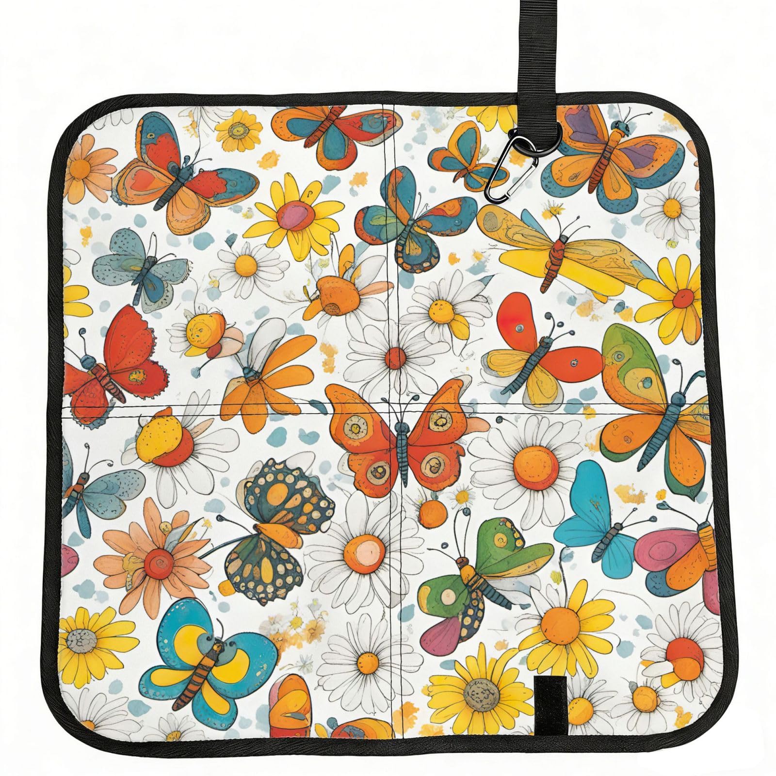AYYQWE Butterfly Daisy Print Foldable Seat Cushion Portable Chair Pad Office Commuting Picnic Camping Outdoor