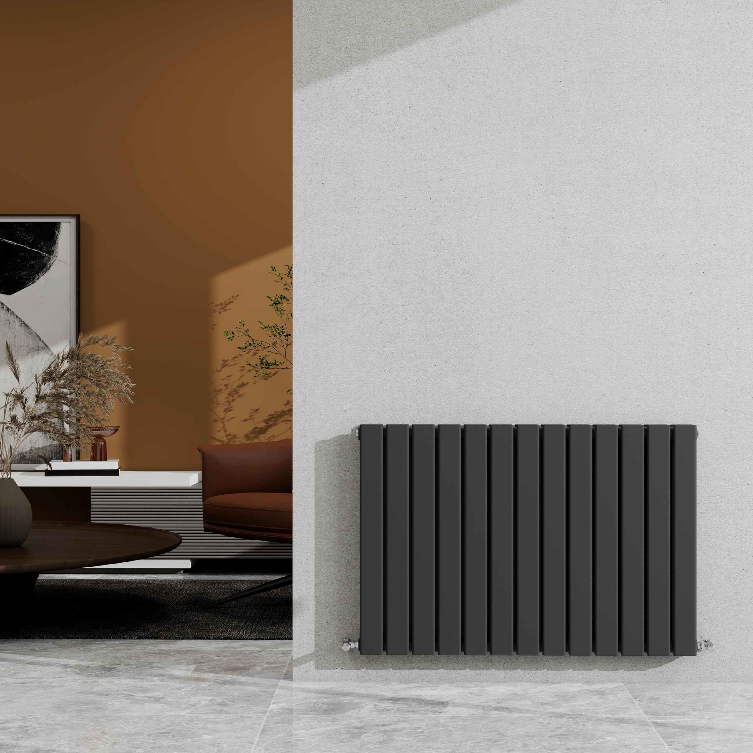 SKY Bathroom 600×884mm Anthracite Horizontal Designer Radiator Double Panel Modern Central Heating Flat Panel Rad 3834 BTU