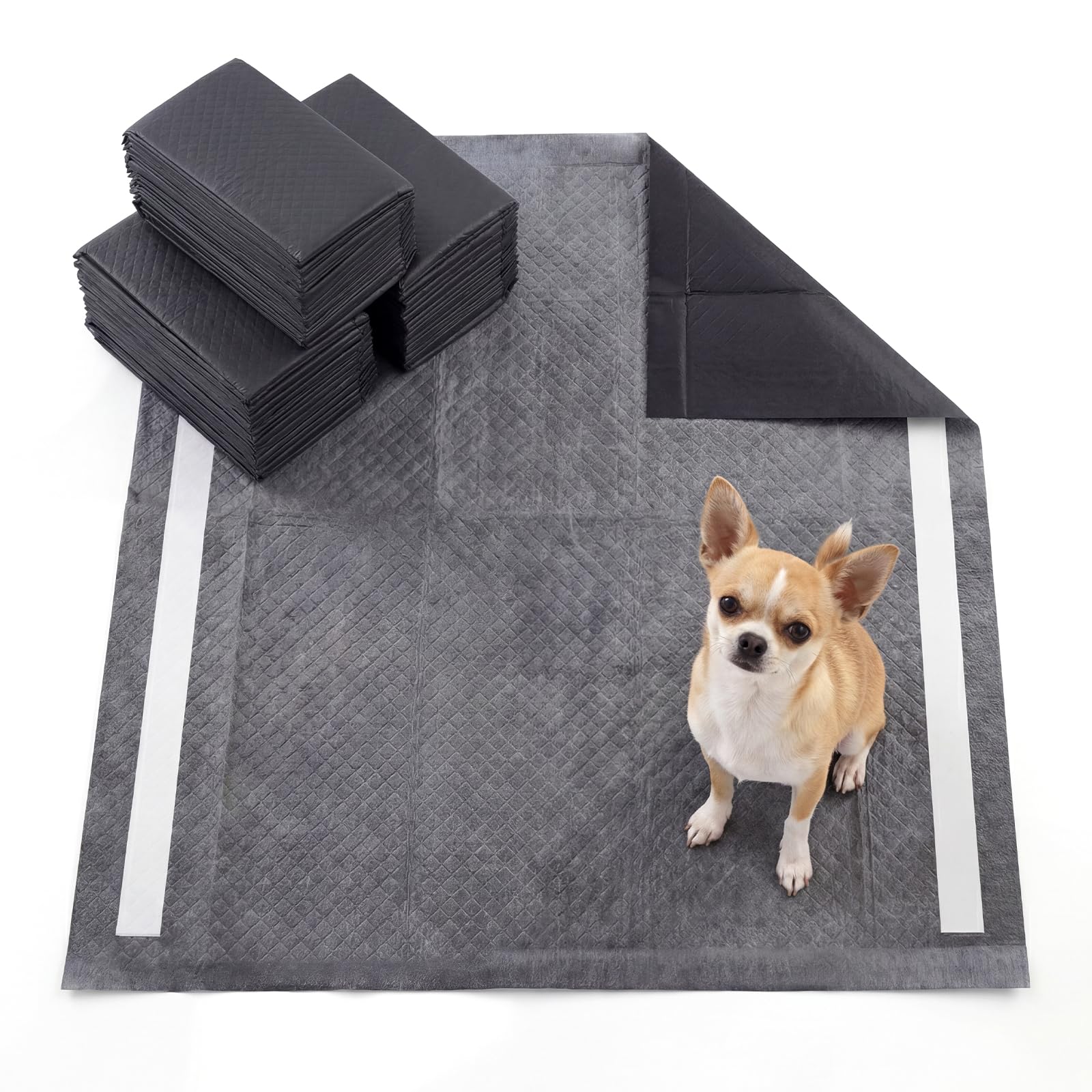 COSTWAY Empapadores Perros, 60 x 60 cm (150 Unidades), Almohadillas de Adiestramiento de Perros y Cachorros, Diseño 6 Capas, Carbón para Control de Olor, Antifugas, Absorbentes, Secado Rápido, Negro