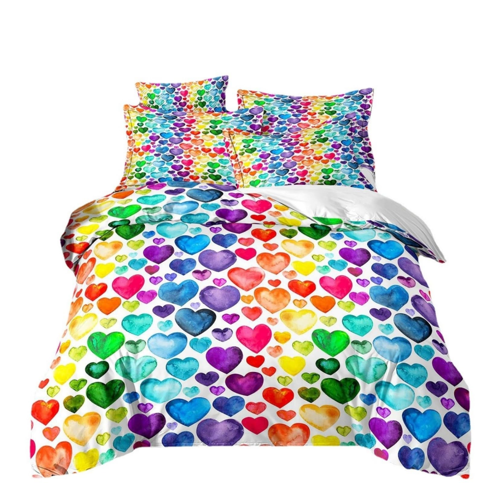 Double Duvet Set Colorful Heart Bedding Double Bed Set Duvet Cover Sets