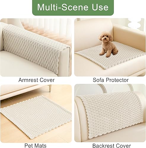 Miniatura 4 de Foxdecor Juego de 2 fundas para reposabrazos de sofá, fundas antideslizantes para brazos de silla, fundas para muebles (color blanco, 18 x 24