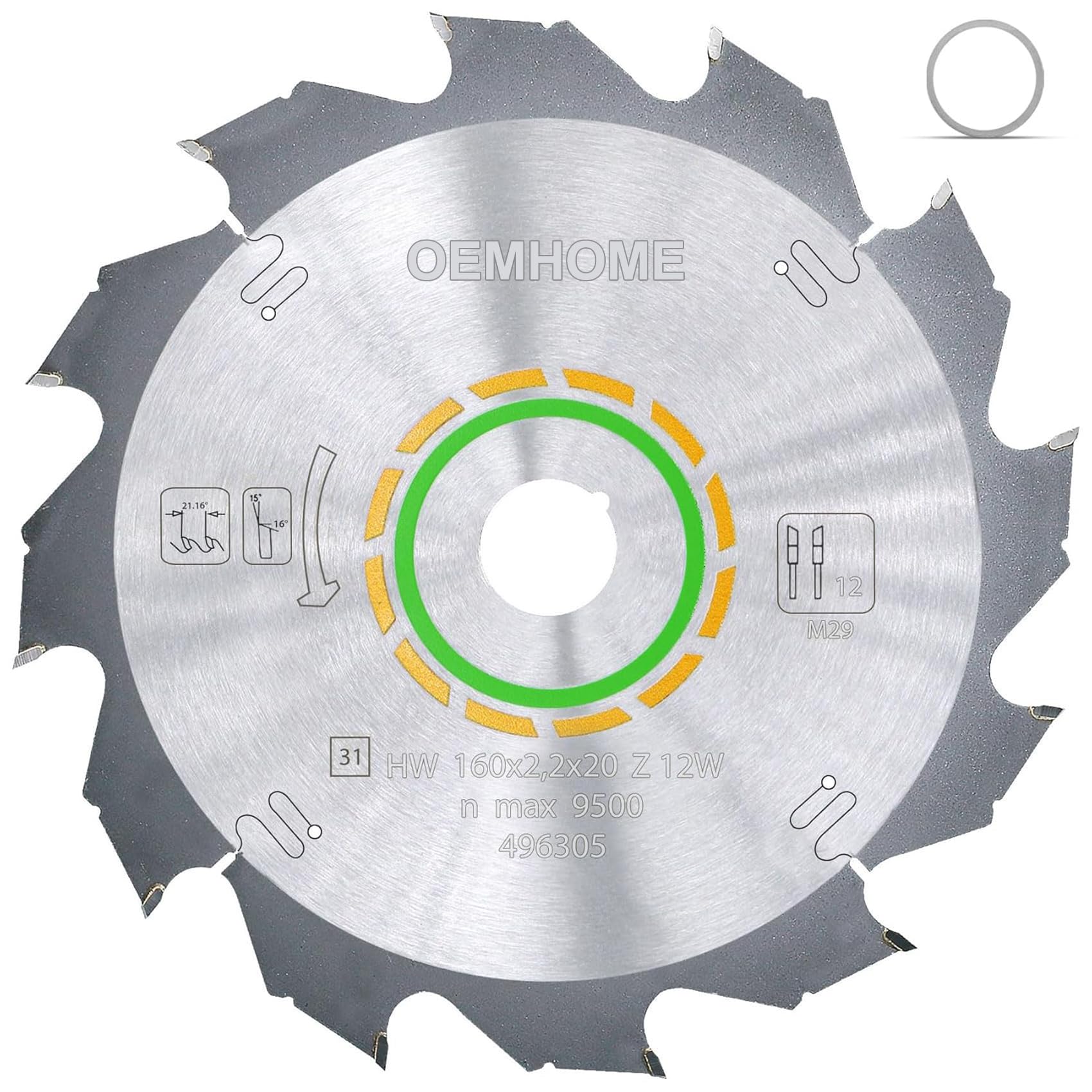 Upgraded 496305 12T Standard Ripping Blade 160mm Track Saw Blade Fit for FESTOOL TS 55 Plunge Cut Saw Compatible with 496305, 160mm, Compatible with