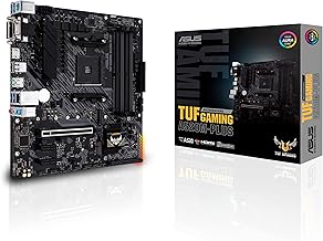 ASUS TUF Gaming A520M-Plus AMD A520 (Ryzen AM4) micro ATX motherboard with M.2 support, 1 Gb Ethernet, HDMI/DVI/D-Sub, SATA 6 Gbps, USB 3.2 Gen 2 Type-A, and Aura Sync RGB lighting support ,