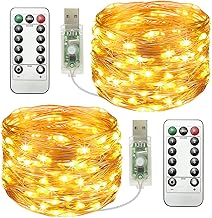 【2 Packs】Fairy Lights, 39FT 120LED USB Twinkle Lights With Remote Control, 8 Modes, Timing & Dimmable String Lights, Warm White Fairy String Lights For Christmas Bedroom Indoor Outdoor Home Room Decor