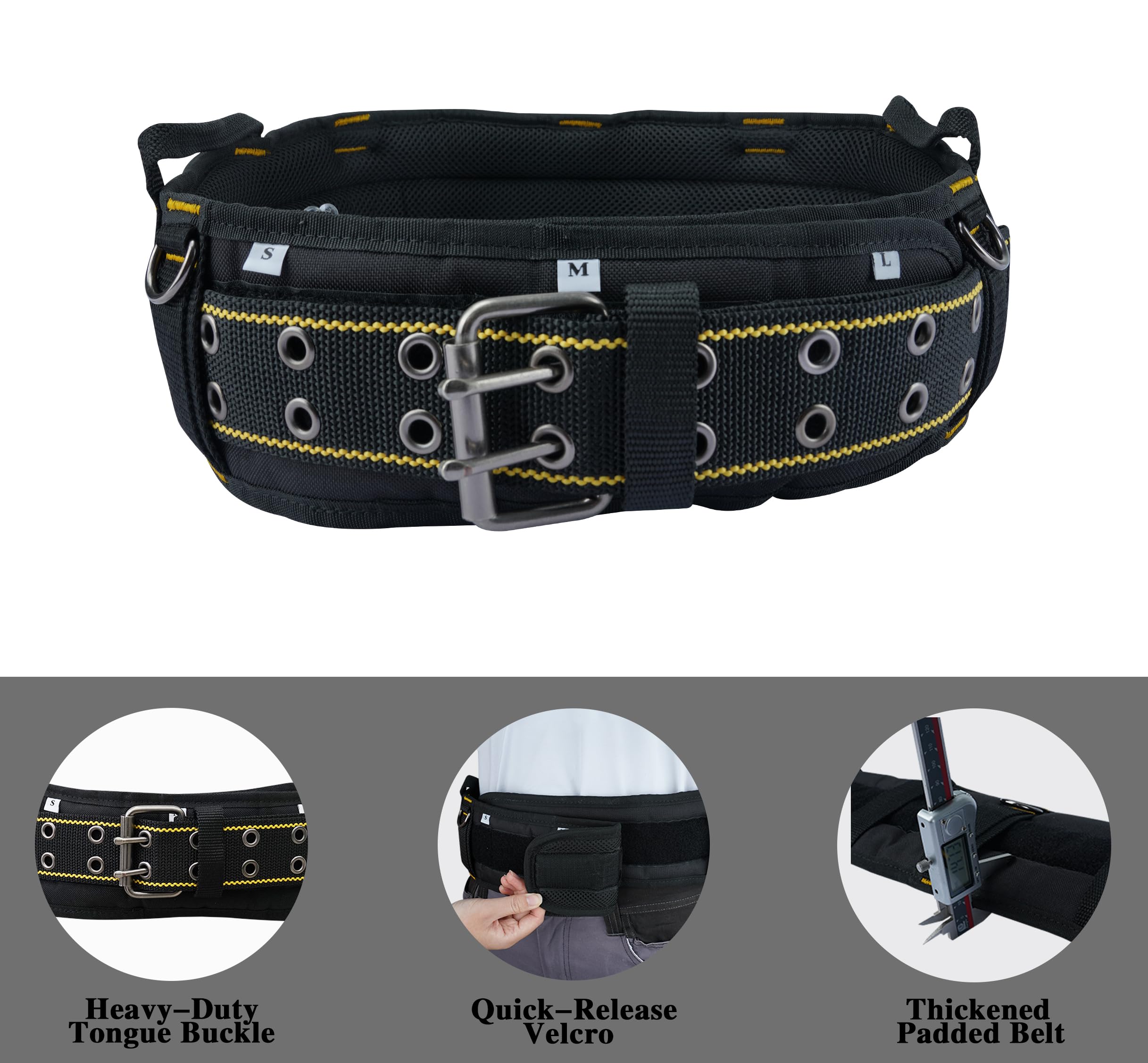MELOTOUGH Cintura imbottita per attrezzi da uomo con cinghia per maniglia, cintura da lavoro resistente con anello a D, vita regolabile 91,4 - 119,4 cm, per elettricista (bretelle da lavoro non