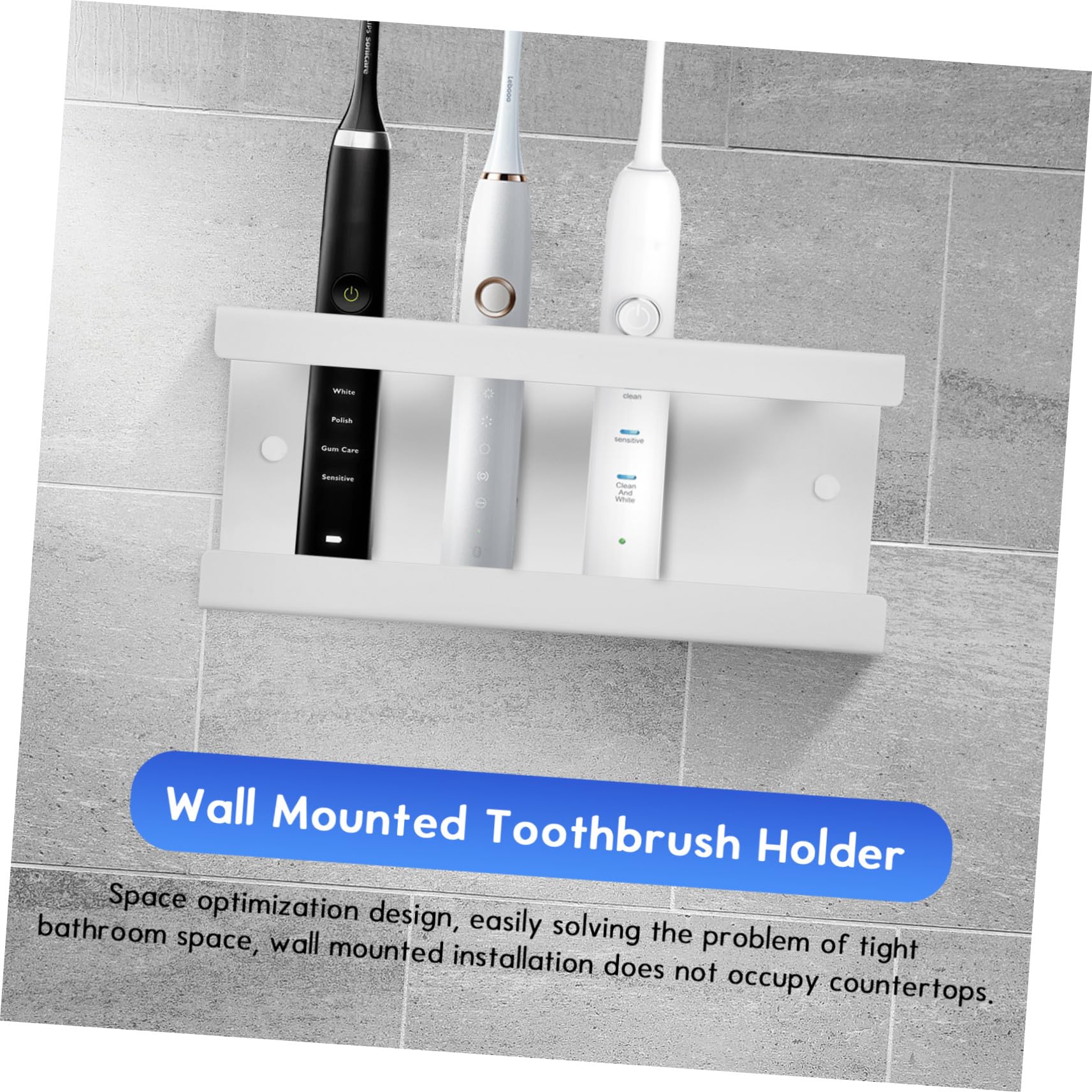 LIFKOME Soporte de Pared para Cepillos Eléctricos Acero Inoxidable Ranuras Organizador de Baño Ahorro de Espacio Diseño Familiar y Moderno