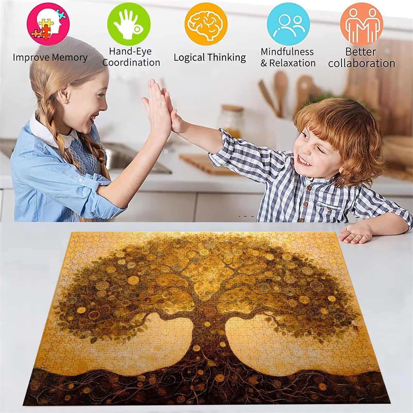 Puzzles para Adultos, Puzzle 3000 Piezas Sueño Rompecabezas Adultos Pieza de Madera Juegos, Obra de Arte de Juego de Rompecabezas, Jigsaw Puzzle Árbol de la Vida para Decor del Hogar 122x81cm D-387