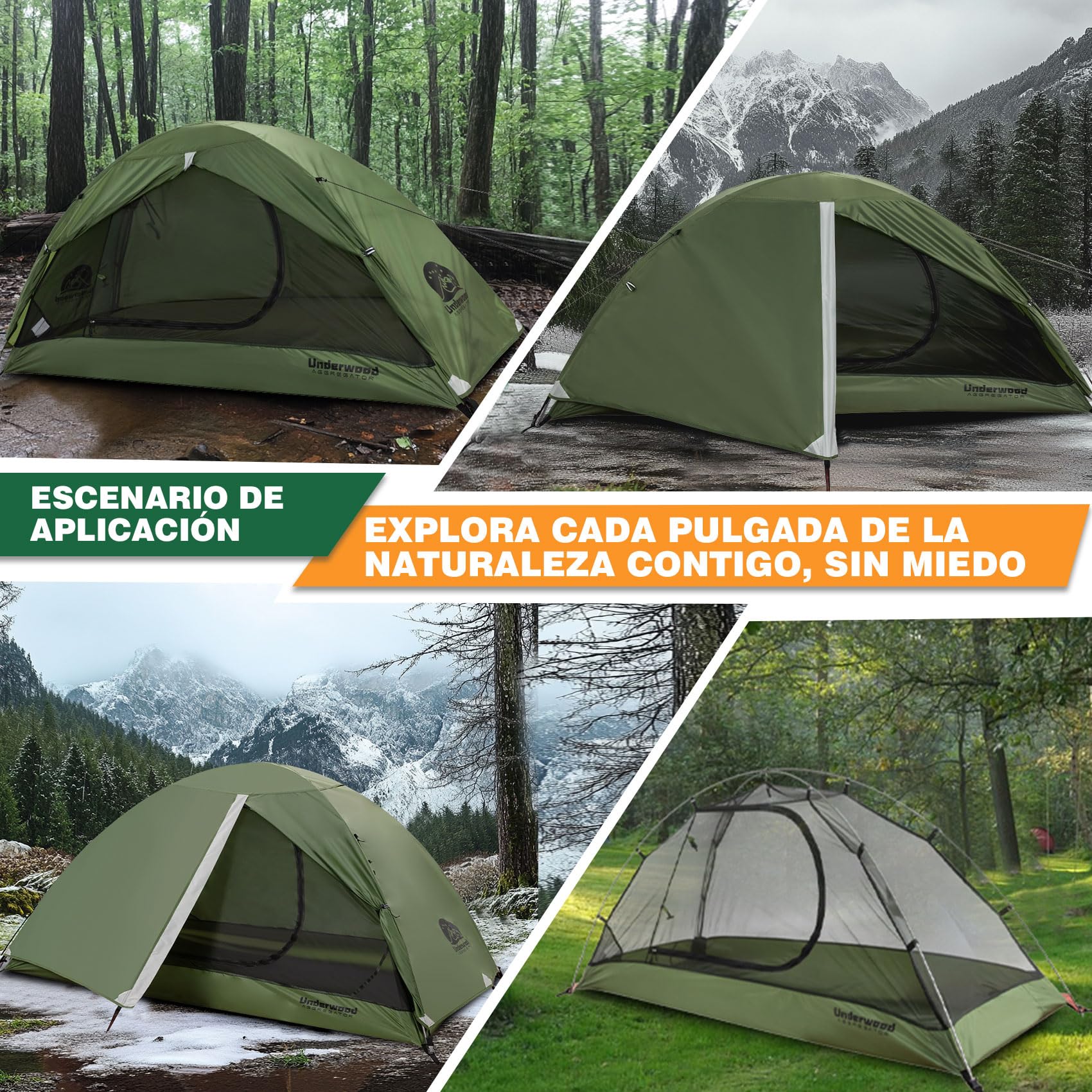 Tienda de campaña para Senderismo para 1/2 Hombre - una Tienda de campaña Ligera e Impermeable para un Hombre para Acampar, una Tienda de campaña Tipo Domo compacta para 1 Persona