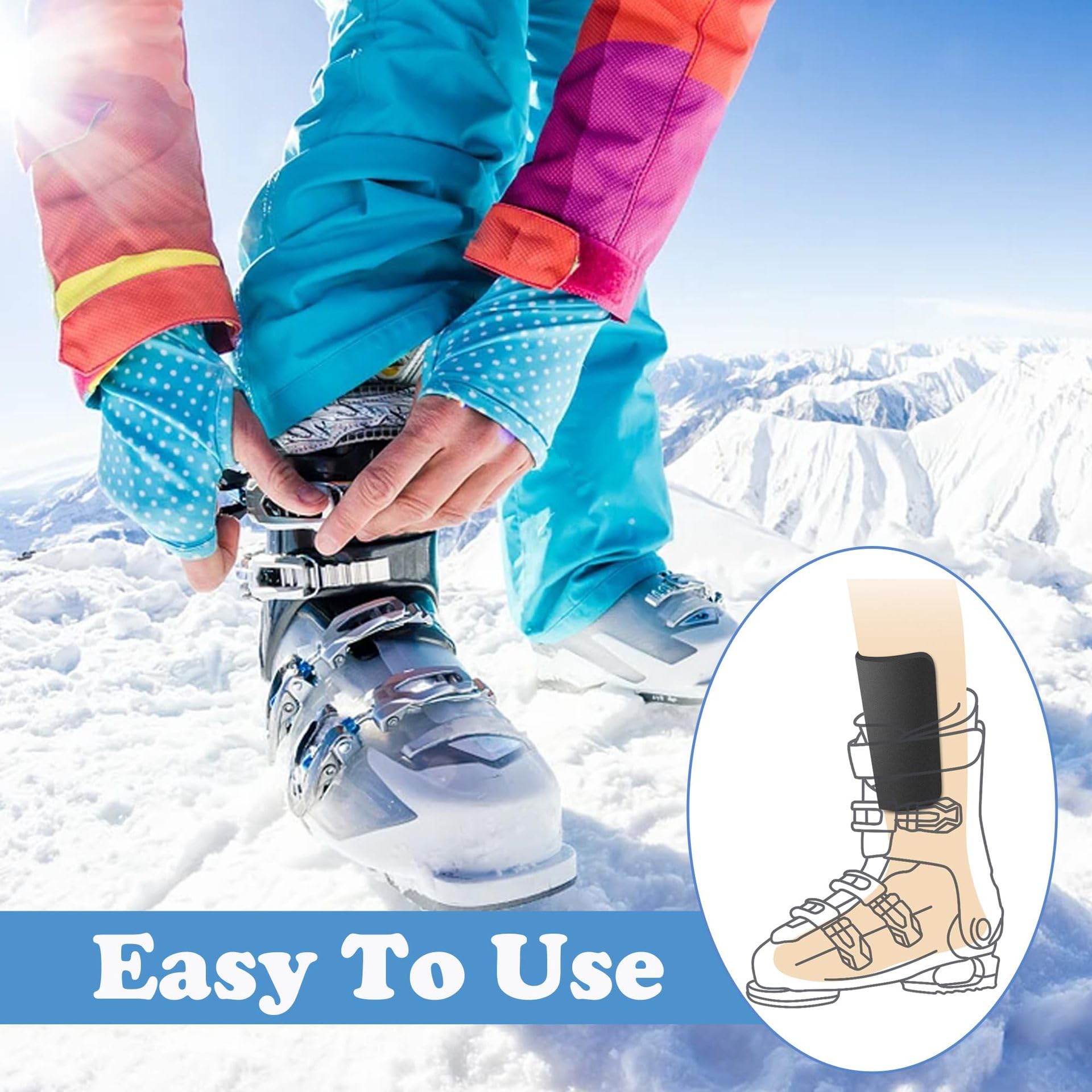 Protector de Tibias para Esquí, 4 Piezas Protector de Piernas Recortable, Espinilleras Esqui Engrosadas para Deportes de Invierno, Entusiastas del Esqui, Atletas