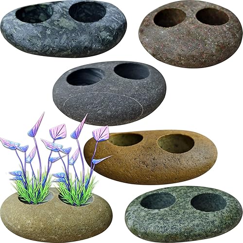 Natural River Stone Plant Weights for Aquarium, Handmade Pebble Anchors