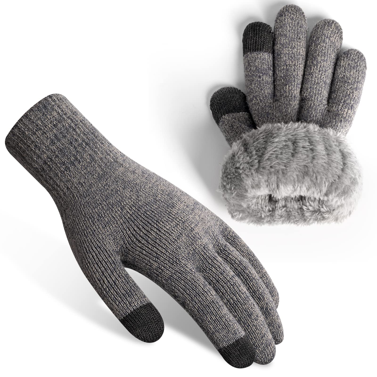 Rahhint Winterhandschuhe Herren Damen Touchscreen Thermohandschuhe Warme Wollstrickhandschuhe mit Fleecefutter