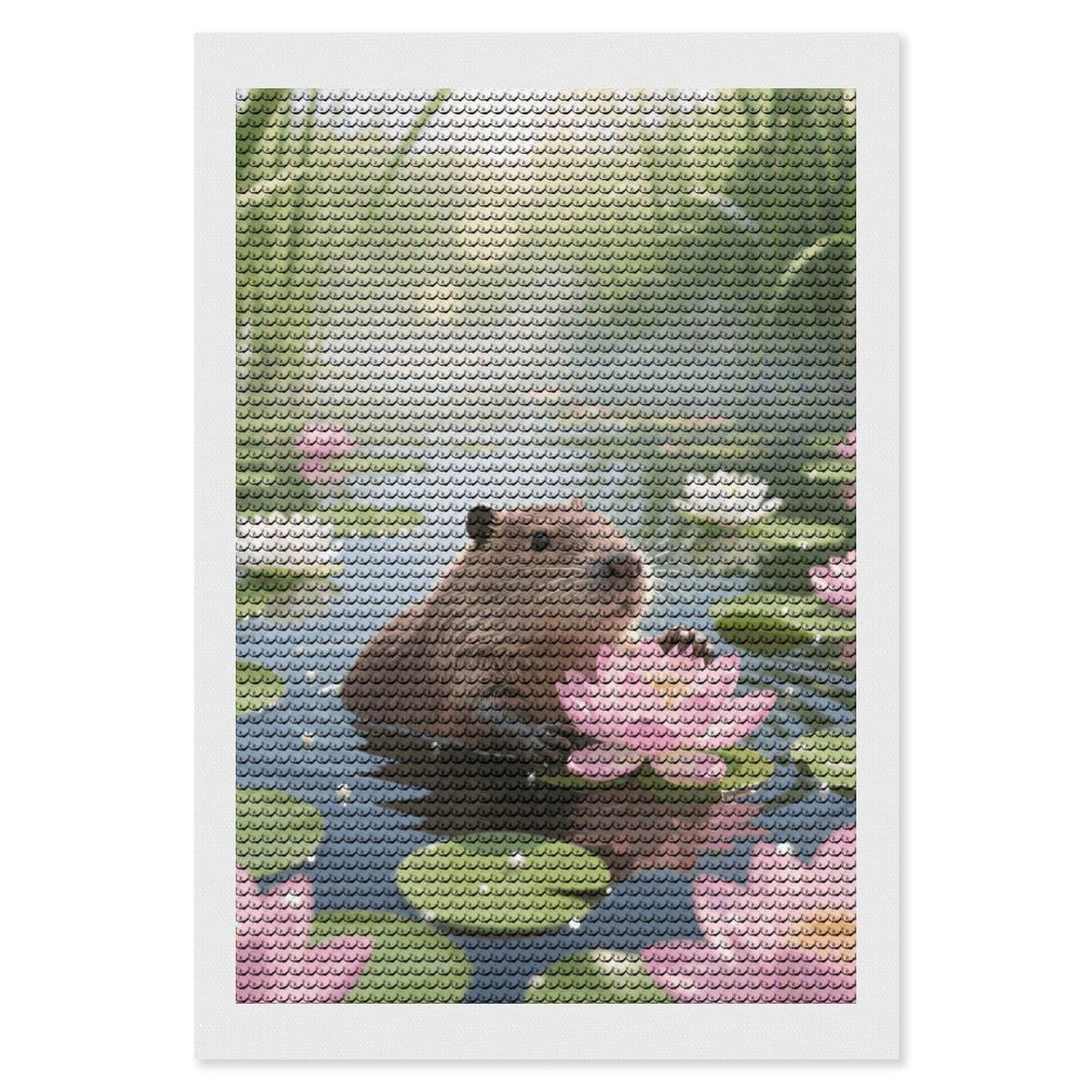 FodPand Capybara 5D Diamond Painting Kits for Adults Beginners Full Drill Round Diamond Dots Pictures Gem Art Supplies for Home Wall Room Decoration DIY Craft Set Gift 8x12