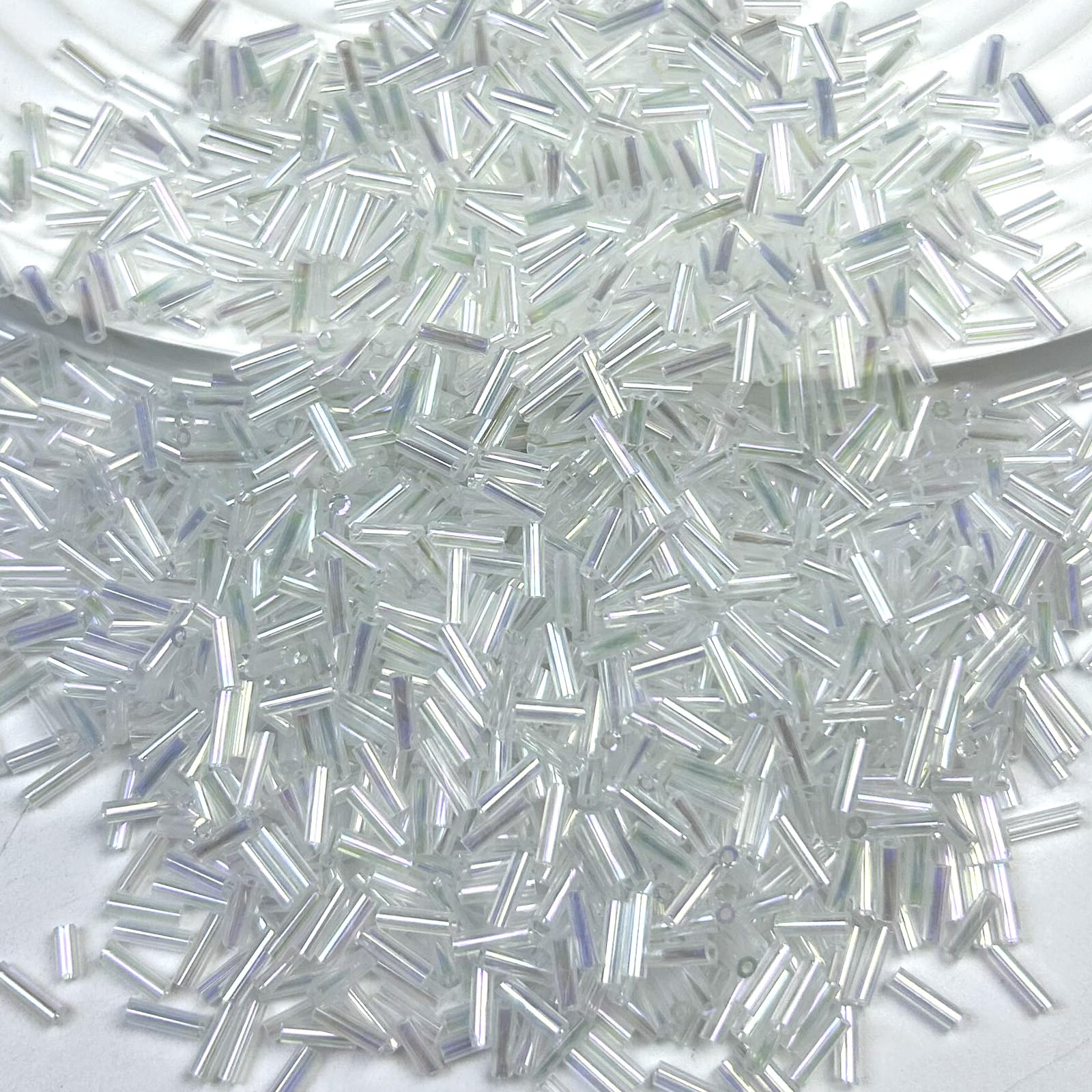 Chuxin 2100pcs/105g Glass Bugle Beads, Transparent Tube Seed Beads for Jewelry Making, Mini Loose Glass Mixed Spacer Bead for Craft DIY Bracelet