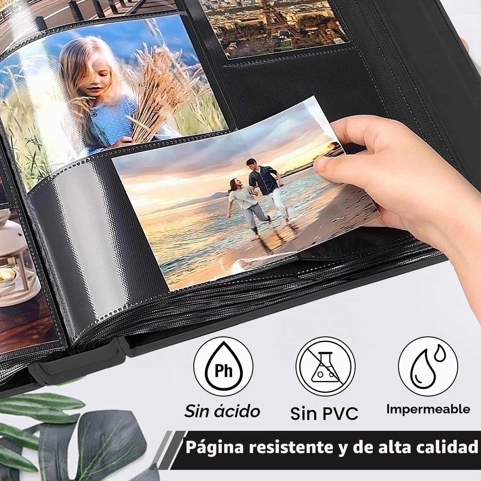 Album fotos grande 33.5x32.5cm Funda de Lino Gran capacidad Album 60 Páginas Horizontales y Verticales, Boda Familiar para Bebés album fotos boda álbum de fotos