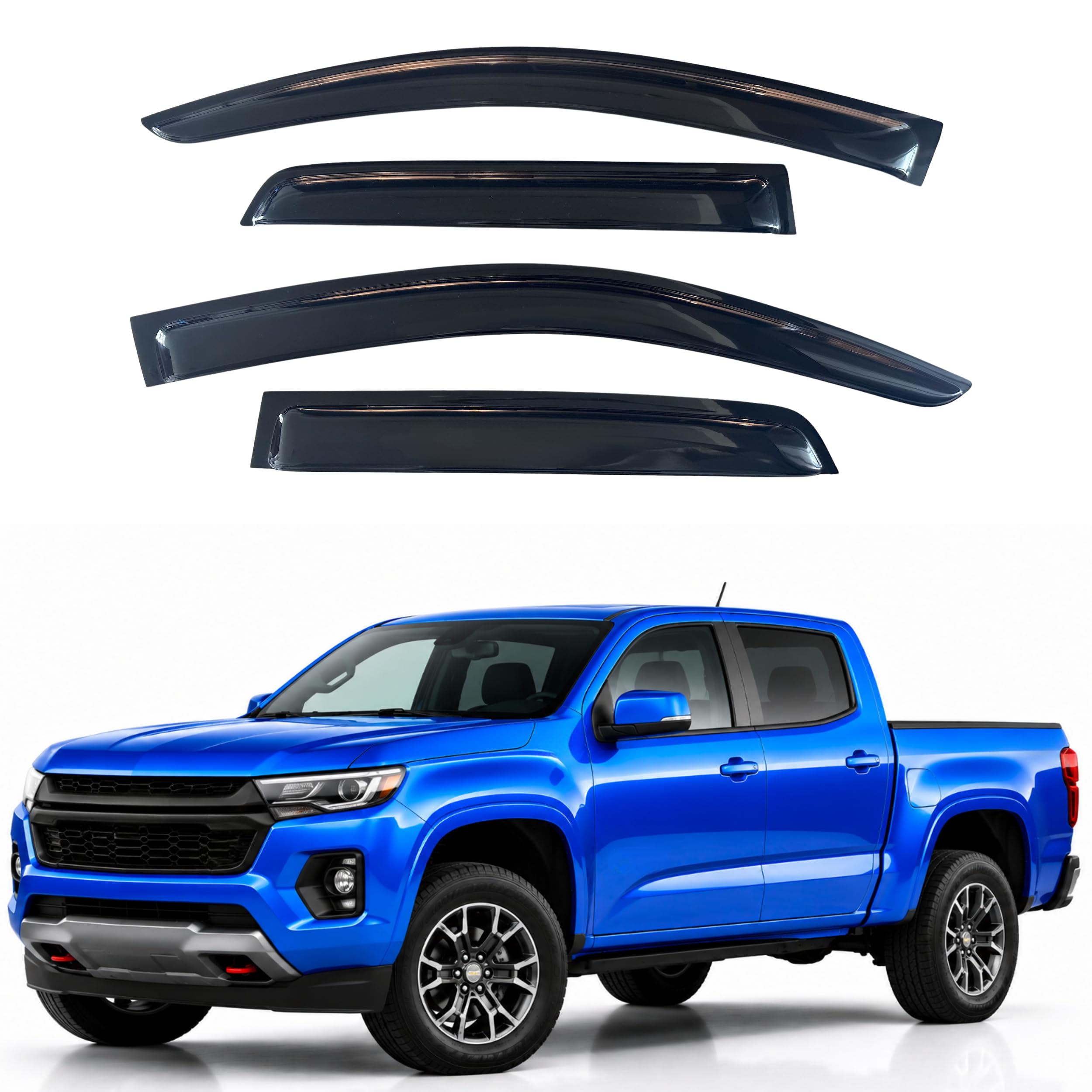 IG Window Visors Fit for 2023-2026 Chevrolet/Chevy Colorado Crew Cab, Out-Channel Rain Guards Vent Wind Deflectors 4PC, Truck Accessories for 2023-2026 GMC Canyon Crew Cab (Full-Size Cabs)