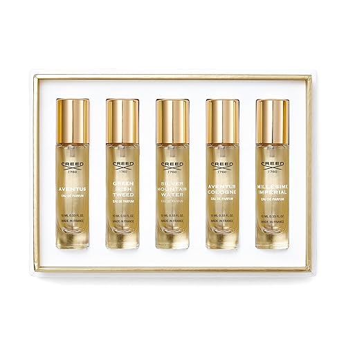 House of Creed - Juego de café de regalo navideño para hombre, cuenta con 5 perfumes exclusivos de Aventus, Aventus Colonia, Tweed irlandés verde,