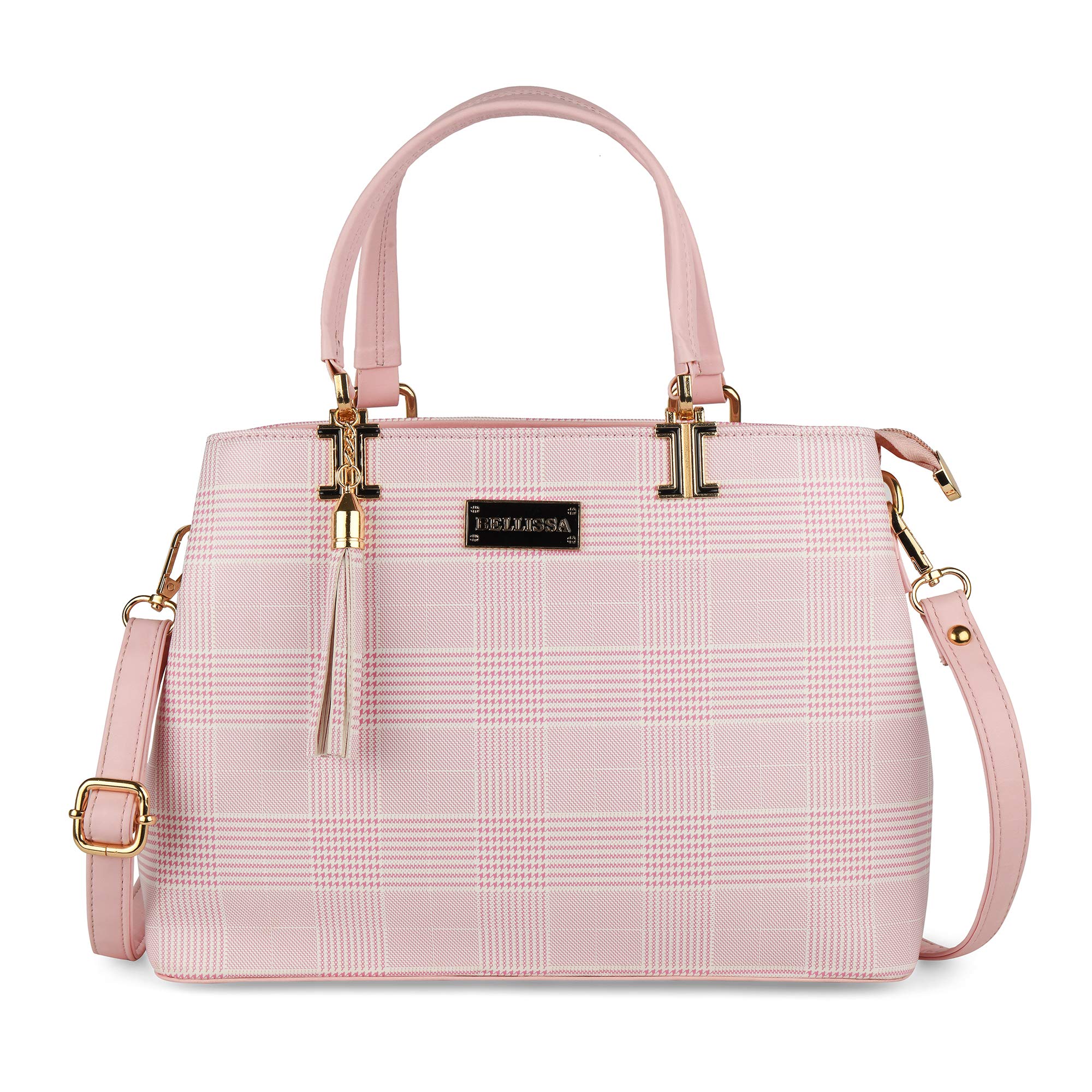 BELLISSA Checkered Printed PU Leather Handbag For Women | Ladies Shoulder Bag | Girls Office & College Shoulder Bag | Adjustable & Detachable Sling Strap (B085Q3W8QQ) Amazon Price History, Amazon Price Tracker
