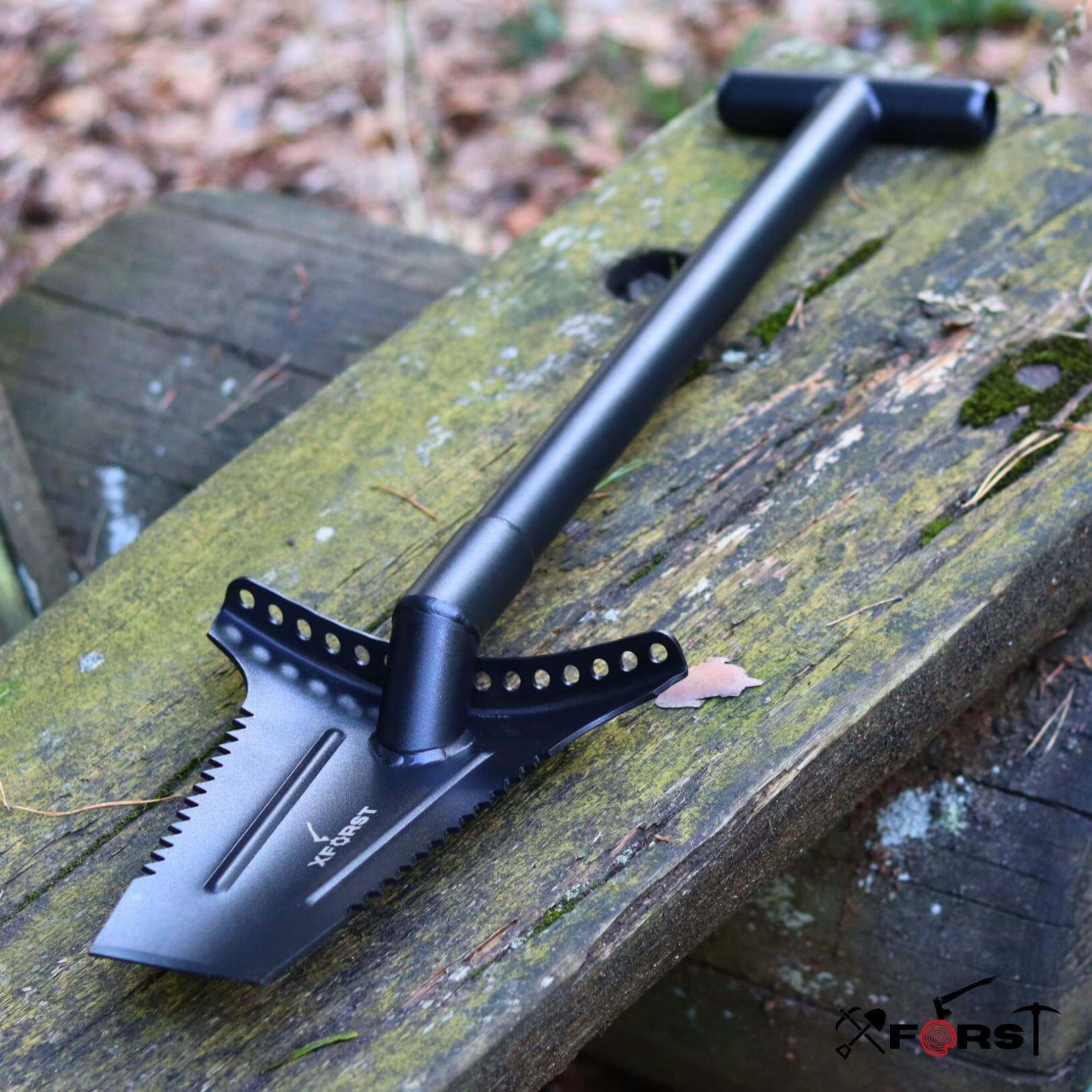 Xforst X-SZ1 Pala robusta 70 cm 1,36 kg lama trapezoidale affilata con denti laterali per giardinaggio