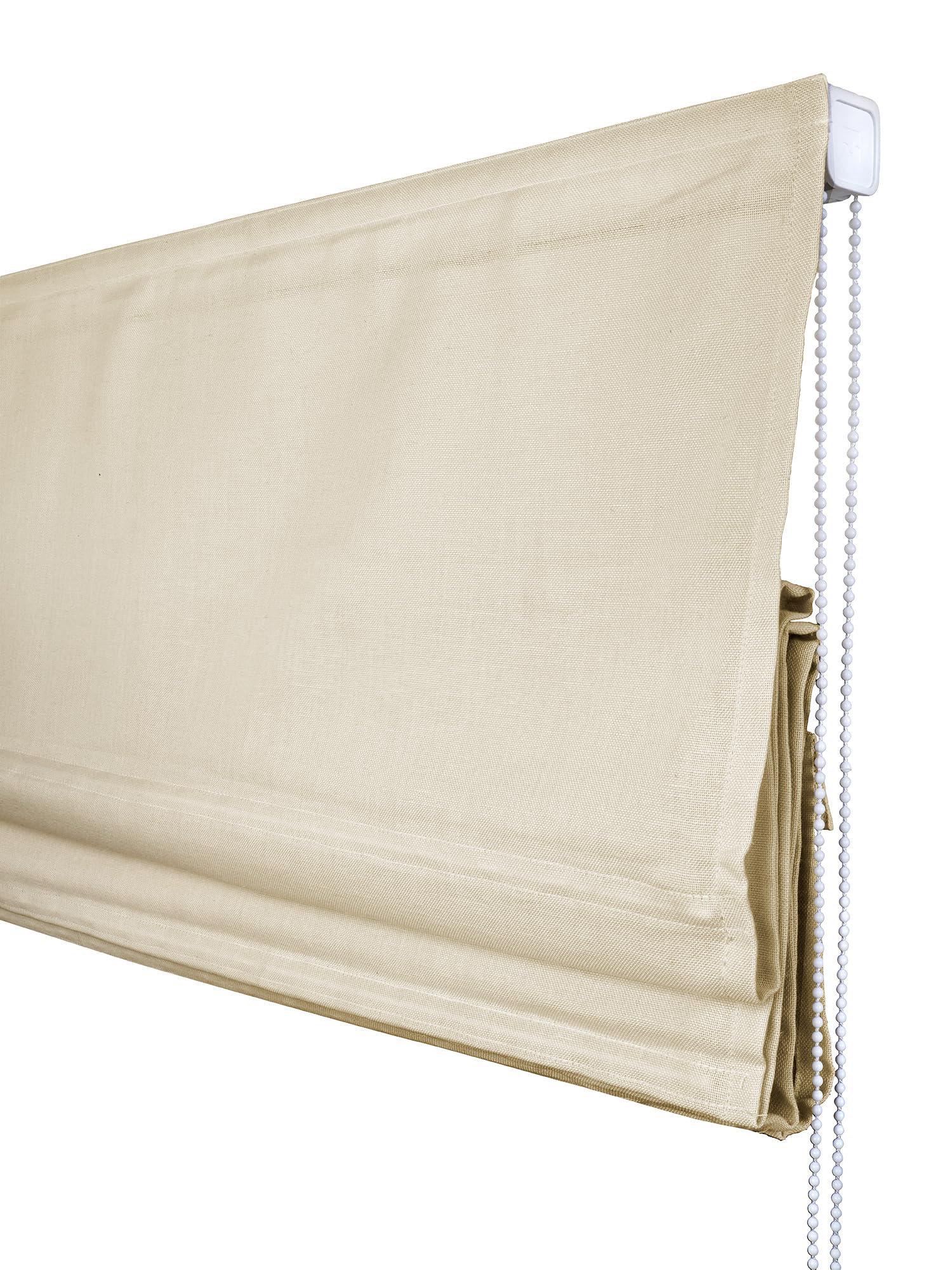 Faltrollo mit Stäben, Leinen, Easyfix-Option ohne Bohren, Beige, 100 x 180 cm