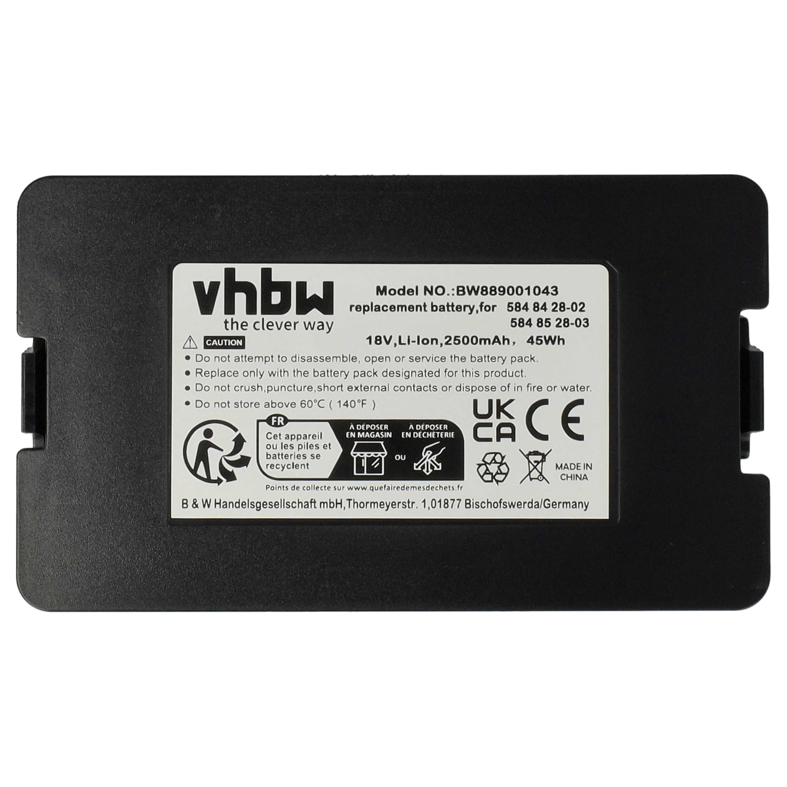 vhbw Batería Compatible con Gardena SILENO City 600m2 15010-20 Robot cortacésped 2500mAh 18V Li-Ion