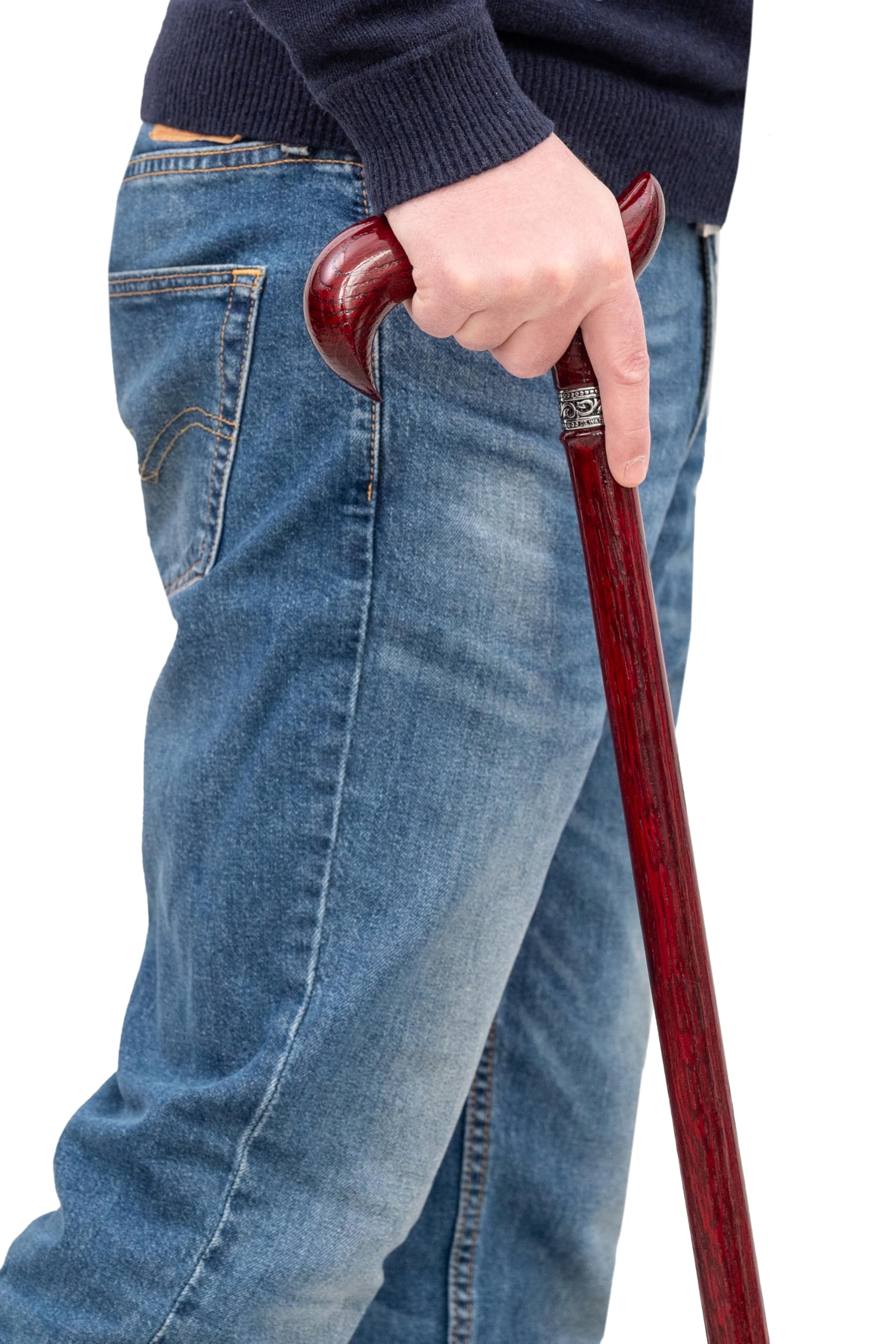 Dr. Watson Prestige Derby Walking Stick – Handcrafted Oak Wood Cane with Incrusted Stainless Steel Collar