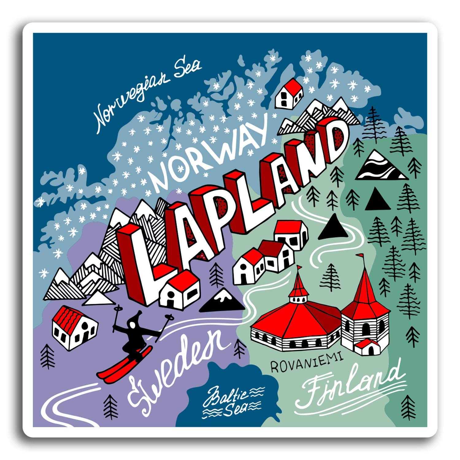 2 x 10cm Lapland Finland Santa Vinyl Stickers - Sticker Laptop Luggage #19425 (10cm Wide)
