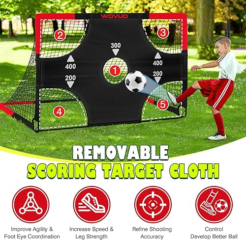 Miniatura 4 de Kids Soccer Goals for Backyard Set of 2, 6x4 ft Portable Toddler Soccer Goal Training Equipment with Soccer Target, Ball, Cones, Soccer Net for Kids