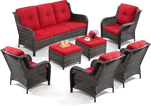 Miniatura 35 de Juego de 2 sillas de patio giratorias de 360 grados para exteriores y mesa auxiliar a juego – 3 sillas deslizantes de mimbre para patio con cojines