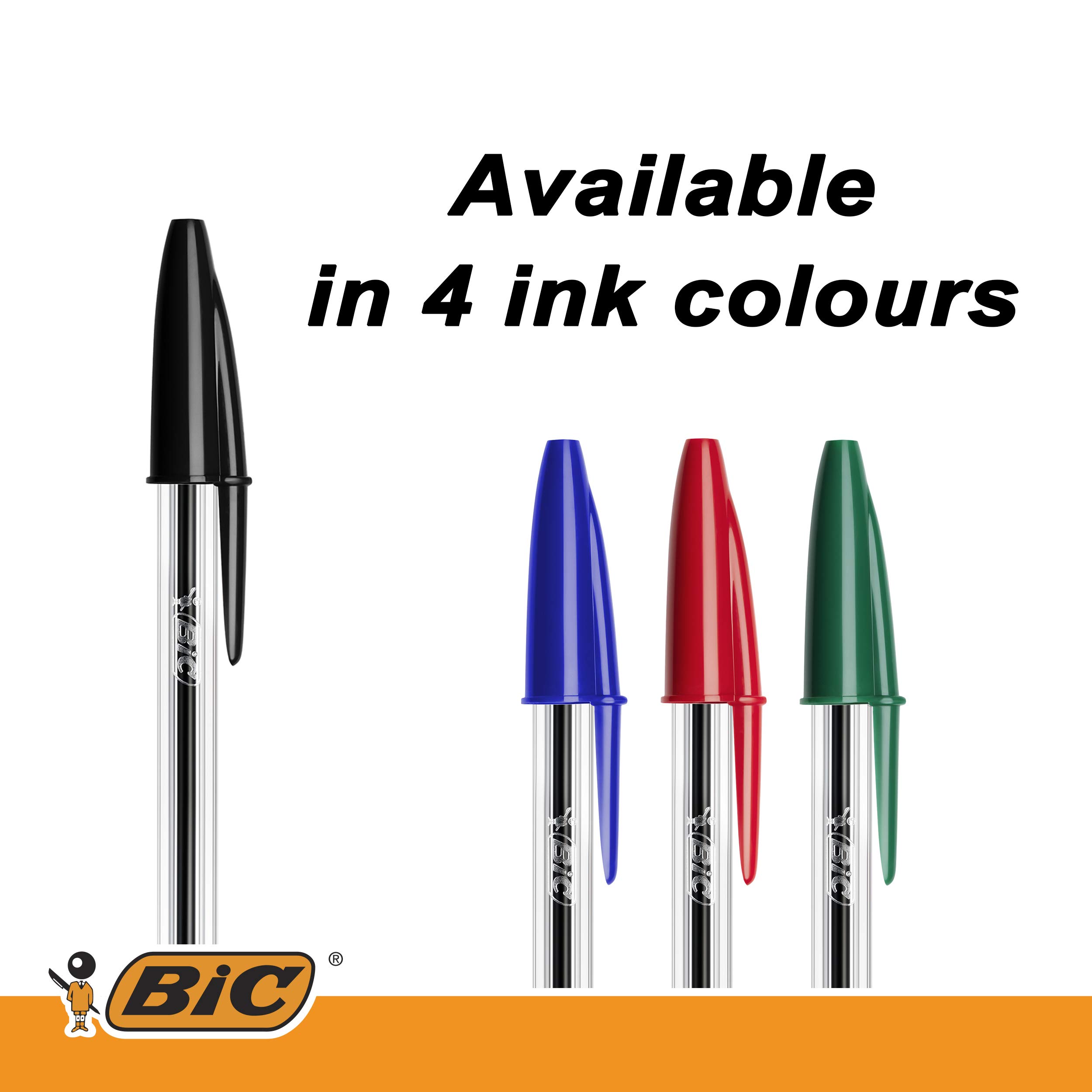 BIC Kugelschreiber Cristal Original, in Schwarz, Strichstärke 0,4 mm, 100er Pack, Ideal für das Büro, das Home Office oder die Schule