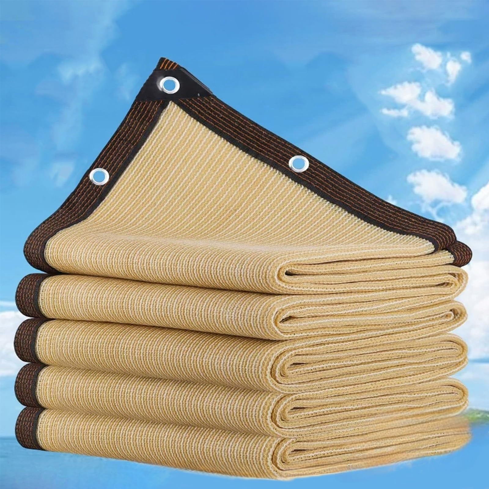 Toile ombrage terrasse respirante beige 4x5m qui filtre la chaleur du soleil