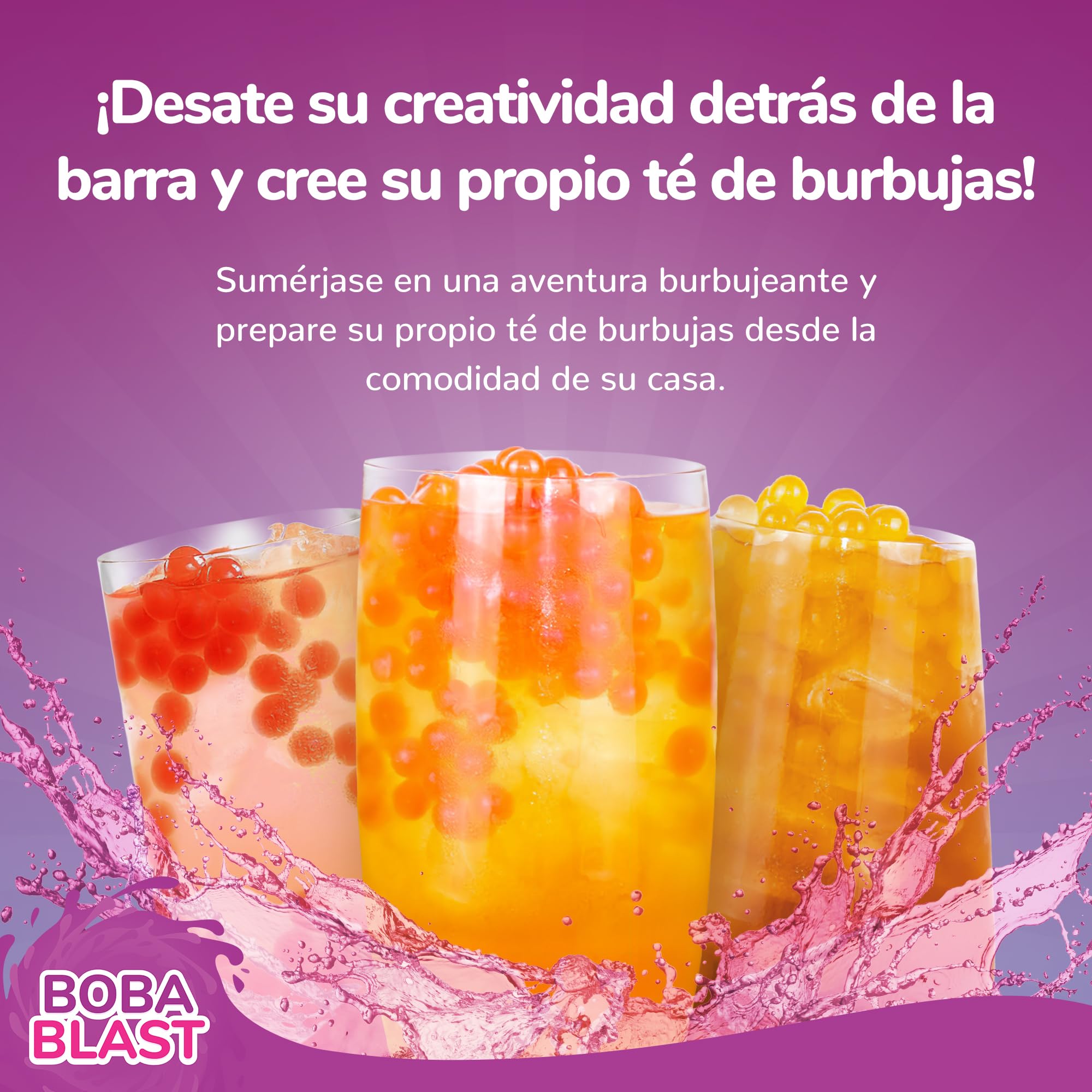 BobaBlast Bubble Tea Kit (240 g) - BobaPearls de 3 Sabores Afrutados de Fresa, Piña y Miel - Set Popping BobaDivertido y Rápido de Preparar - BobaTea Delicioso para Amigos y Familia