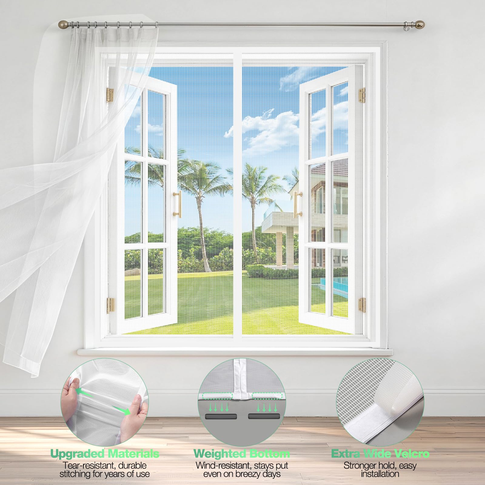 Moustiquaire Fenêtre Magnétique 60x70 cm, Rideau Anti-Moustique Blanc, Fermeture Automatique, Sans Perçage, Pour Fenêtres, Portes de Balcon, Chambre, Idéal pour Familles avec Enfants et Animaux