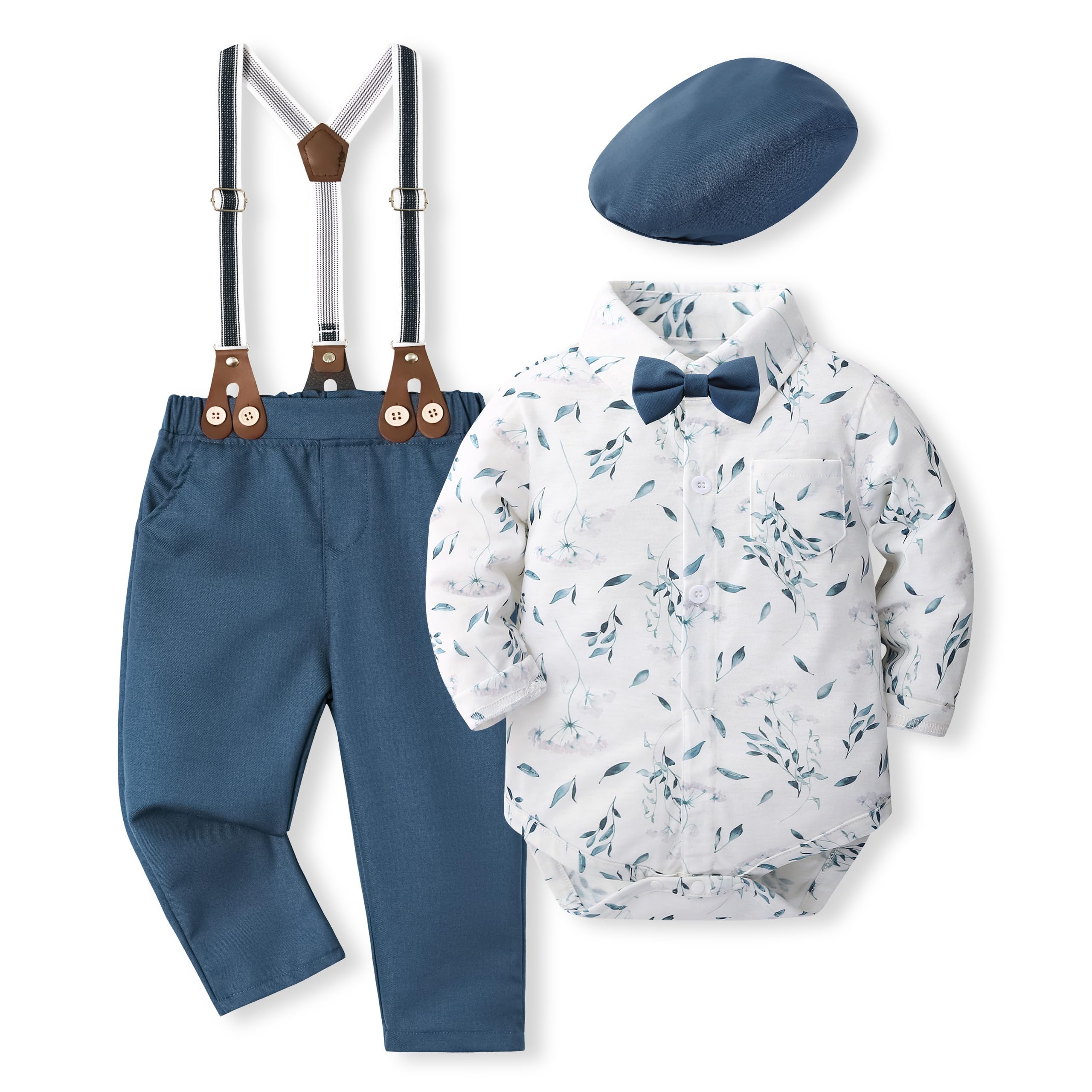 Volunoby Bebe Garçon Costume Gentleman, Noeud Papillon Chemise + Pantalon 5 Pièces