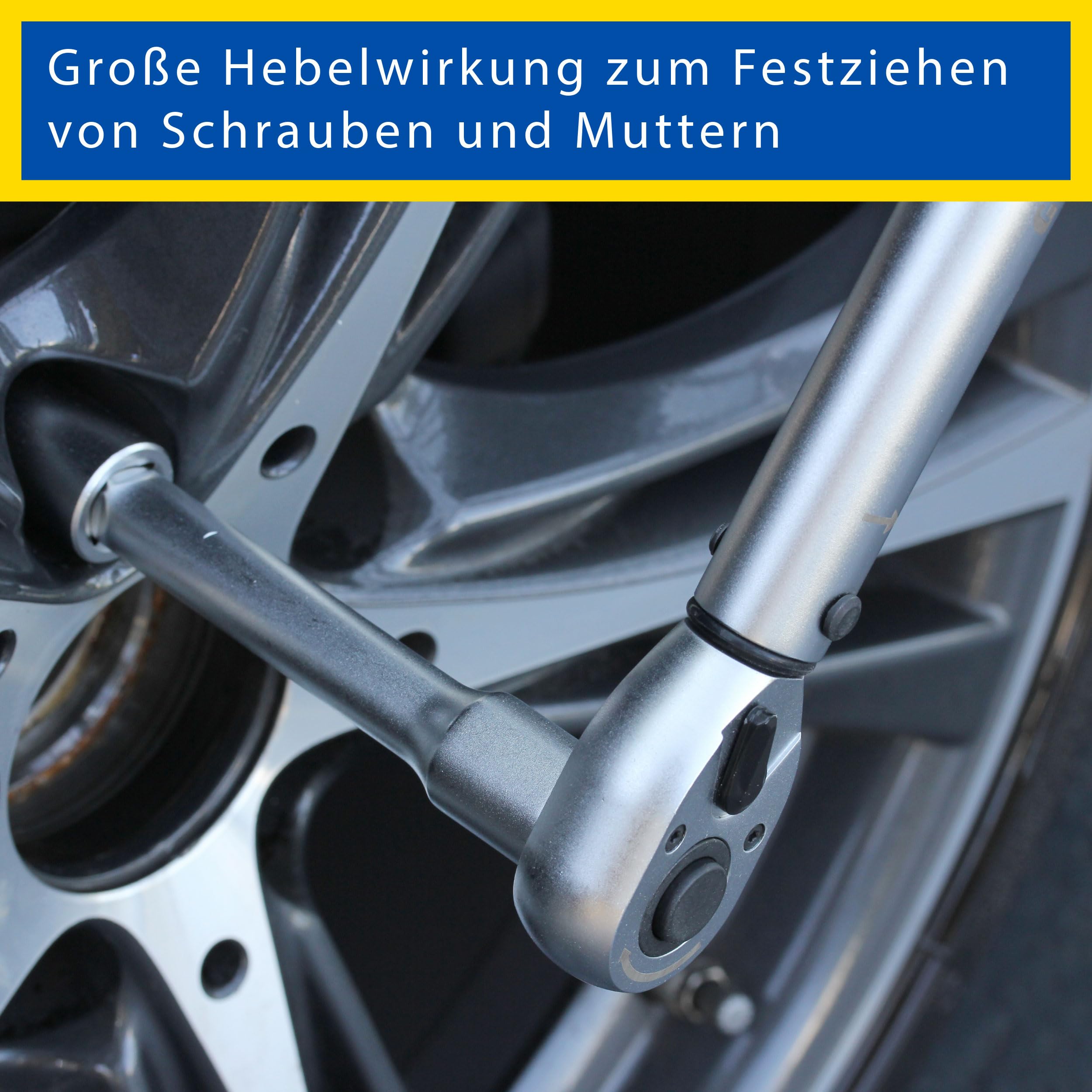 Goodyear Juego de cambio de ruedas, 11 piezas, llave dinamométrica + juego de 3 llaves de vaso + extensión + varios accesorios, caja negra