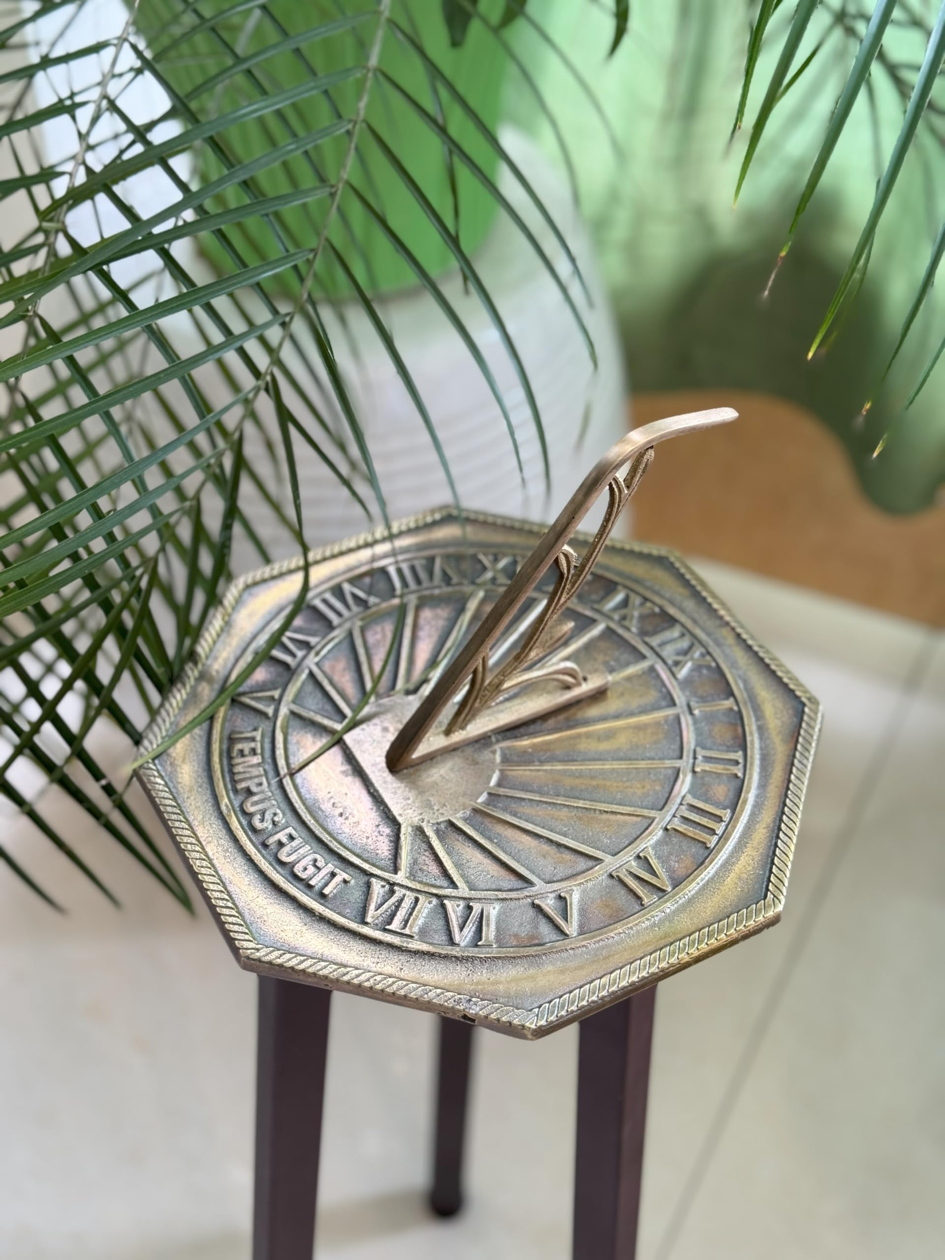 Reloj de sol octogonal clásico de latón para jardín, decoración de hogar y jardín, reloj solar para exteriores, regalo de cumpleaños de 10 pulgadas