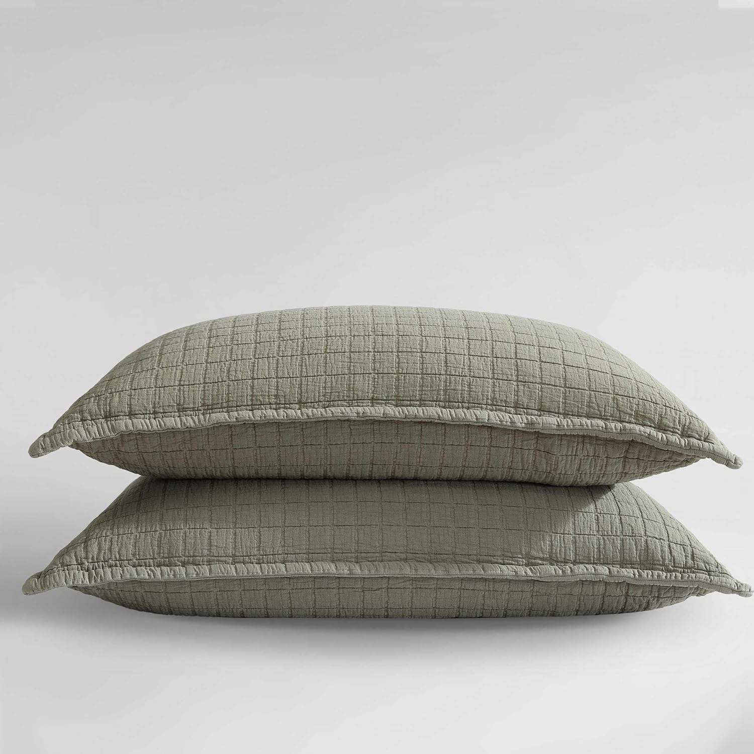 Calvin Klein - King Sham Set, Cotton Jacquard Bedding, Garment Washed Home Decor for Soft & Relaxed Feel (Vetiver Green, 2-Piece)