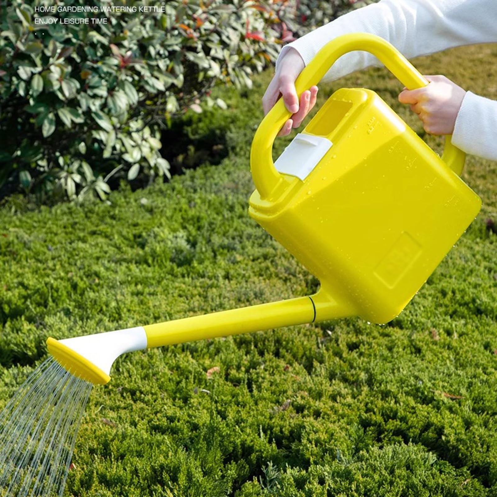 Konewka Konewka o pojemności 1,3 galona na rośliny zewnętrzne, żółte konewki domowe kwiat ogrodowy, plastikowe ze zdejmowaną dyszą i długą wylewką opryskiwacz ogrodowy
