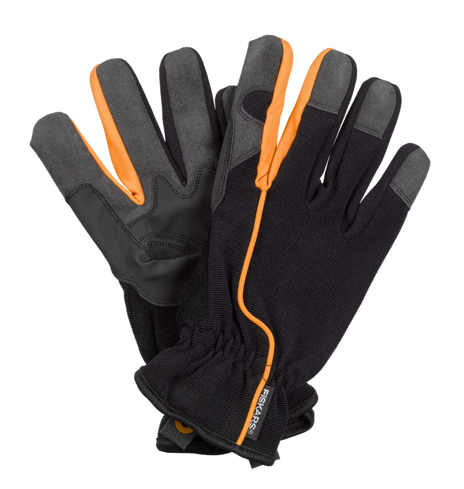 Fiskars Gants de travail et de jardin, Taille 8, Noir/Orange, 1003478