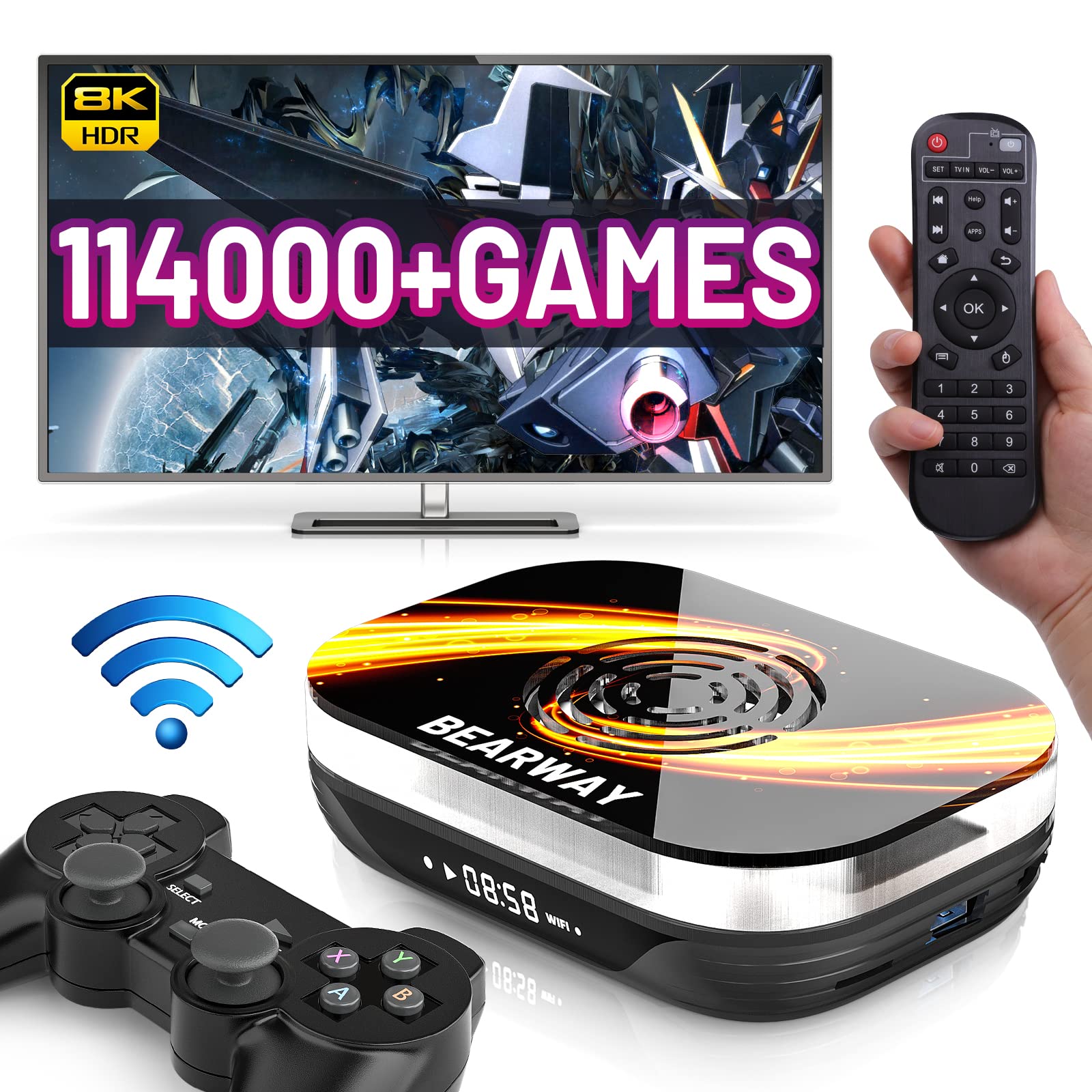 Lutonvia Retro Game Consoles Super Console x3 Plus Built-in 114000+ Games, EmuELEC 4.5/Android 9.0/CoreEL 3 System in 1, Video Game Console for 8K UHD Output, S905X3 Chip, 2.4G/5G, BT 4.0(256G)