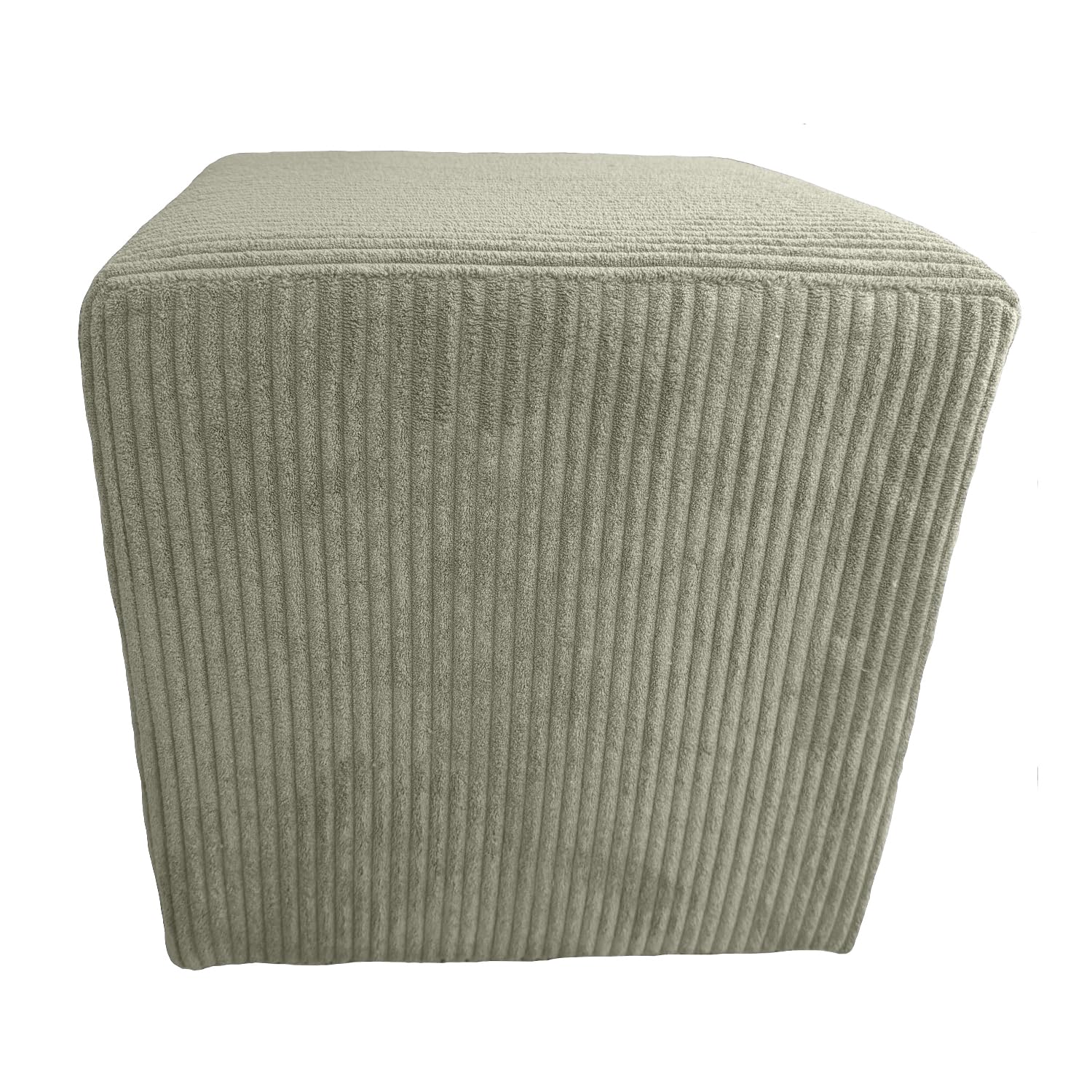 Hocker Wohnzimmer Sitzhocker - Quadratisch 40 x 40 cm - Sofahocker - Dünner Cord Ecru
