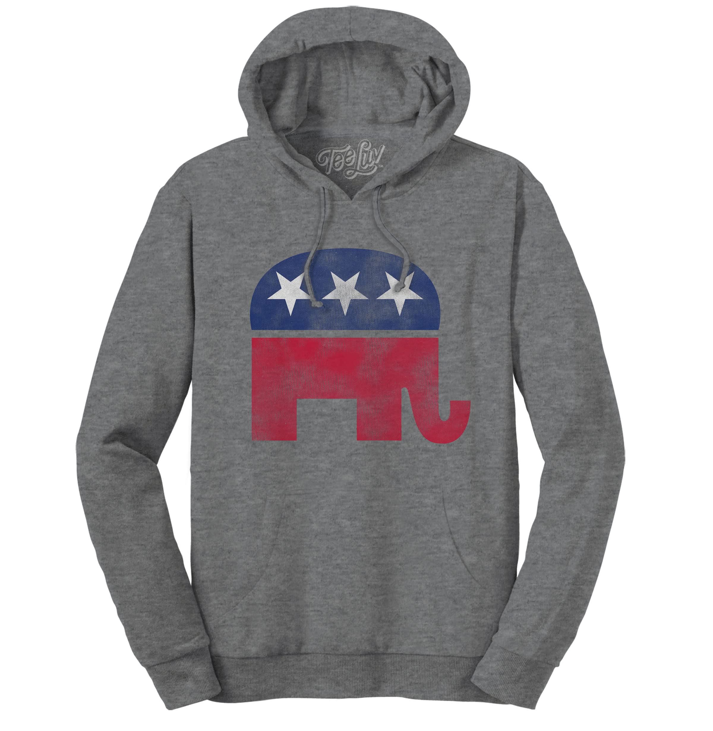 Tee Luv Men's Faded Republican Elephant Hoodie