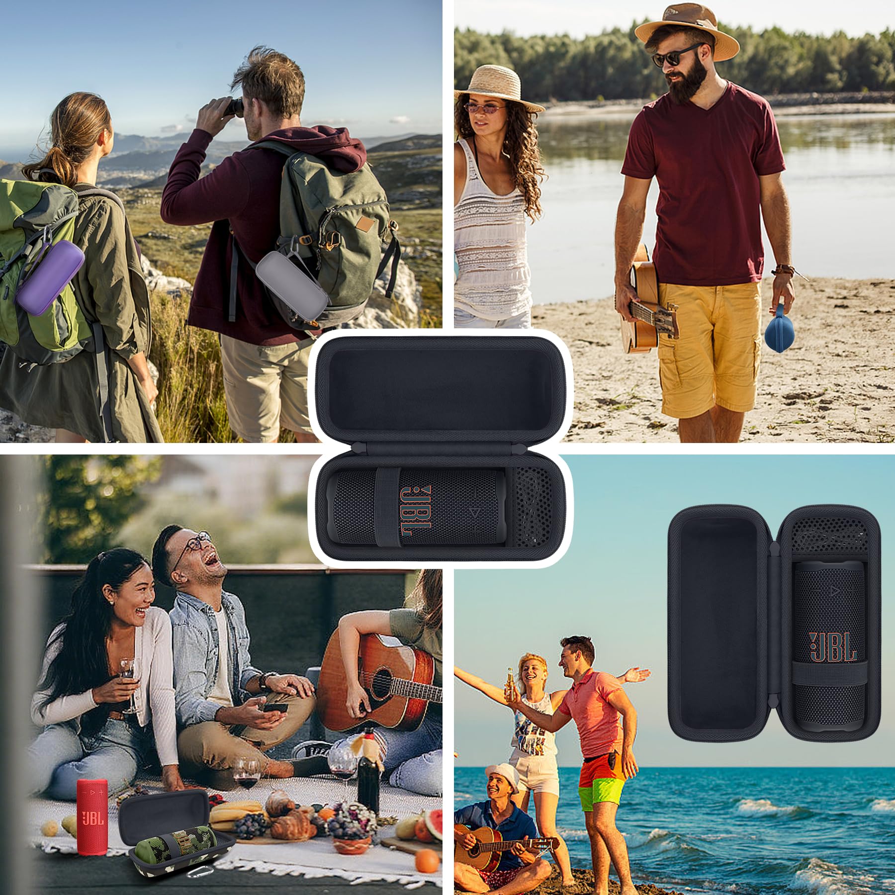Khanka Twardy futerał na przenośny głośnik Bluetooth JBL Grip, Czarny (Black), Petit, walizka bagażowa | Kompatybilny z przenośnym głośnikiem Bluetooth JBL Grip, twardy futerał do przechowywania, tylko futerał