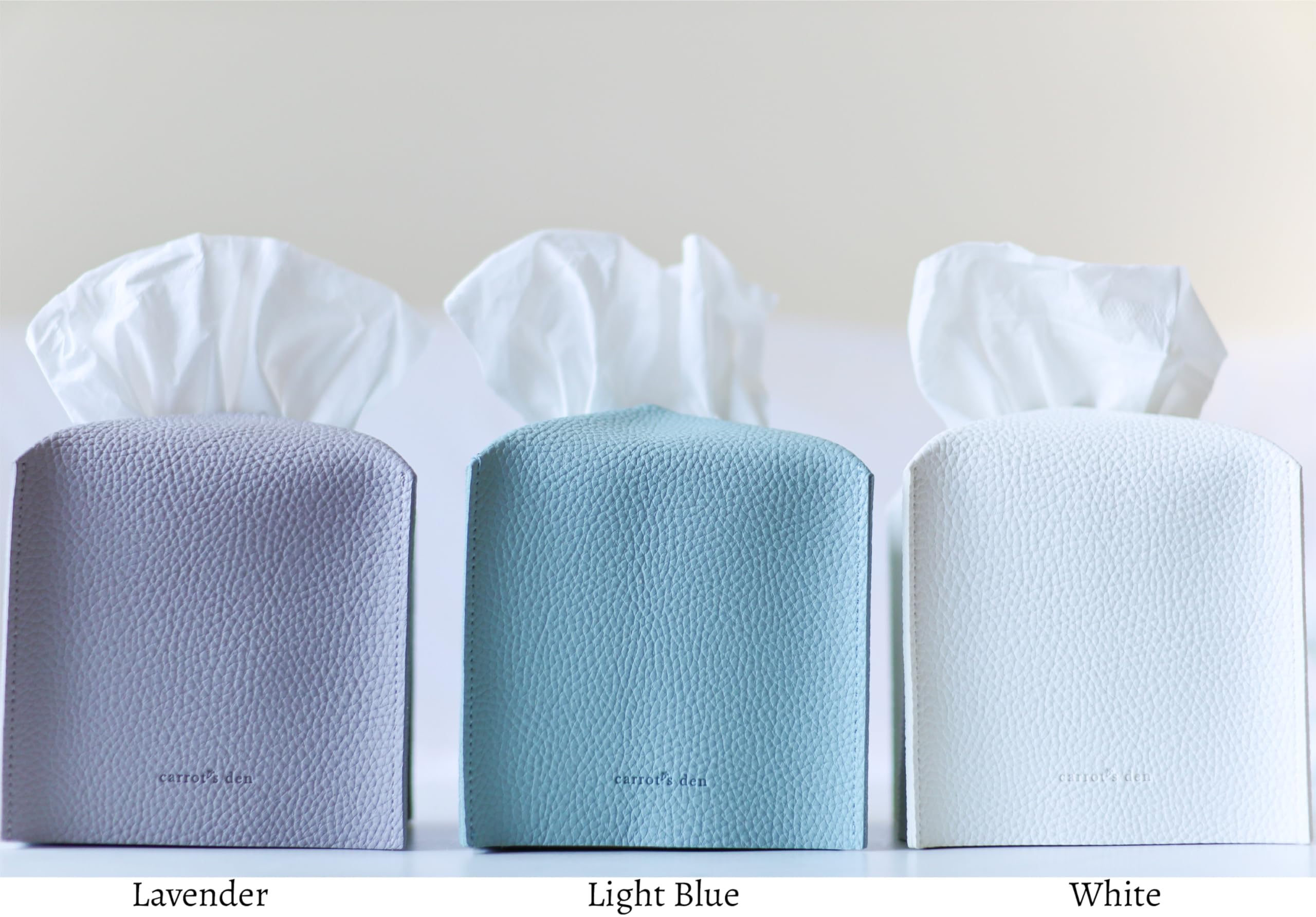 Light Blue PU Leather Tissue Box Cover - Bathroom Decor -2