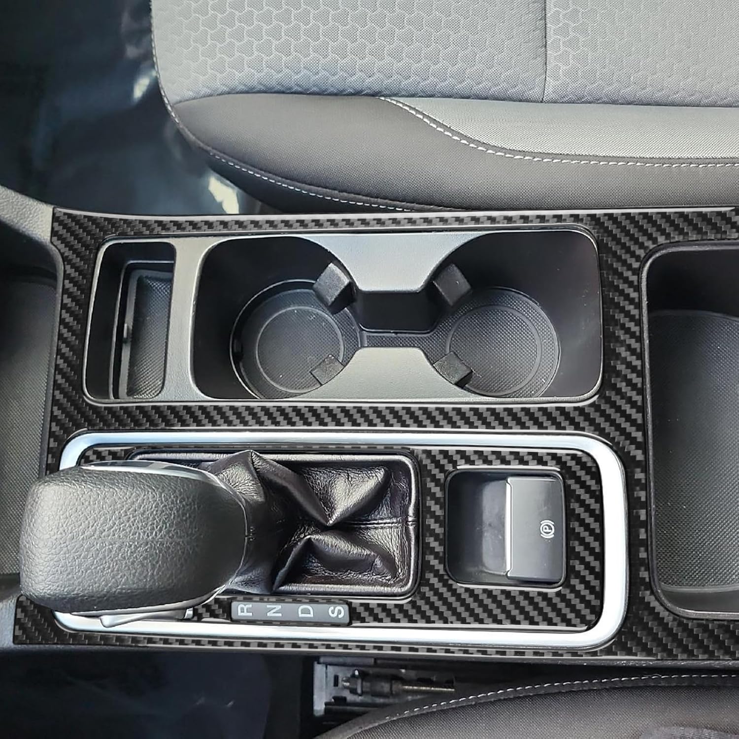 NVCNX Real Premium Carbon Fiber Compatible with Ford Escape 2017 2018 2019 S SE SEL Titanium Car Center Console Gear Shift Panel Cover Interior Trim Kit Accessories 2PCS Black