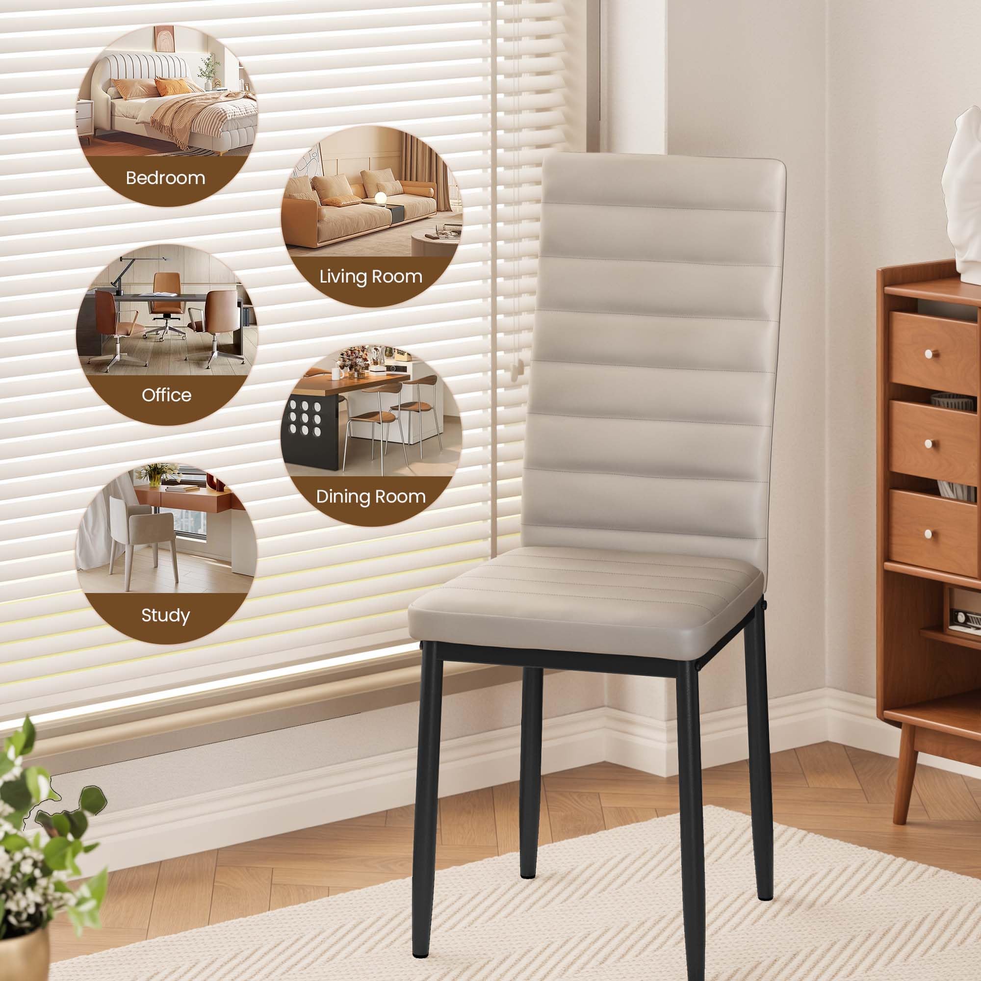 Set 6 Sedie Da Pranzo Bealife - Schienale Alto In Ecopelle, Nero, Moderno - Foto 10