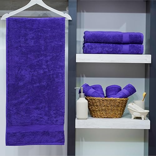 Miniatura 4 de Juego de toallas de 3 piezas de algodón turco, contiene 1 toalla de baño, 1 toalla de mano, 1 ropa de lavado, toallas altamente absorbentes para