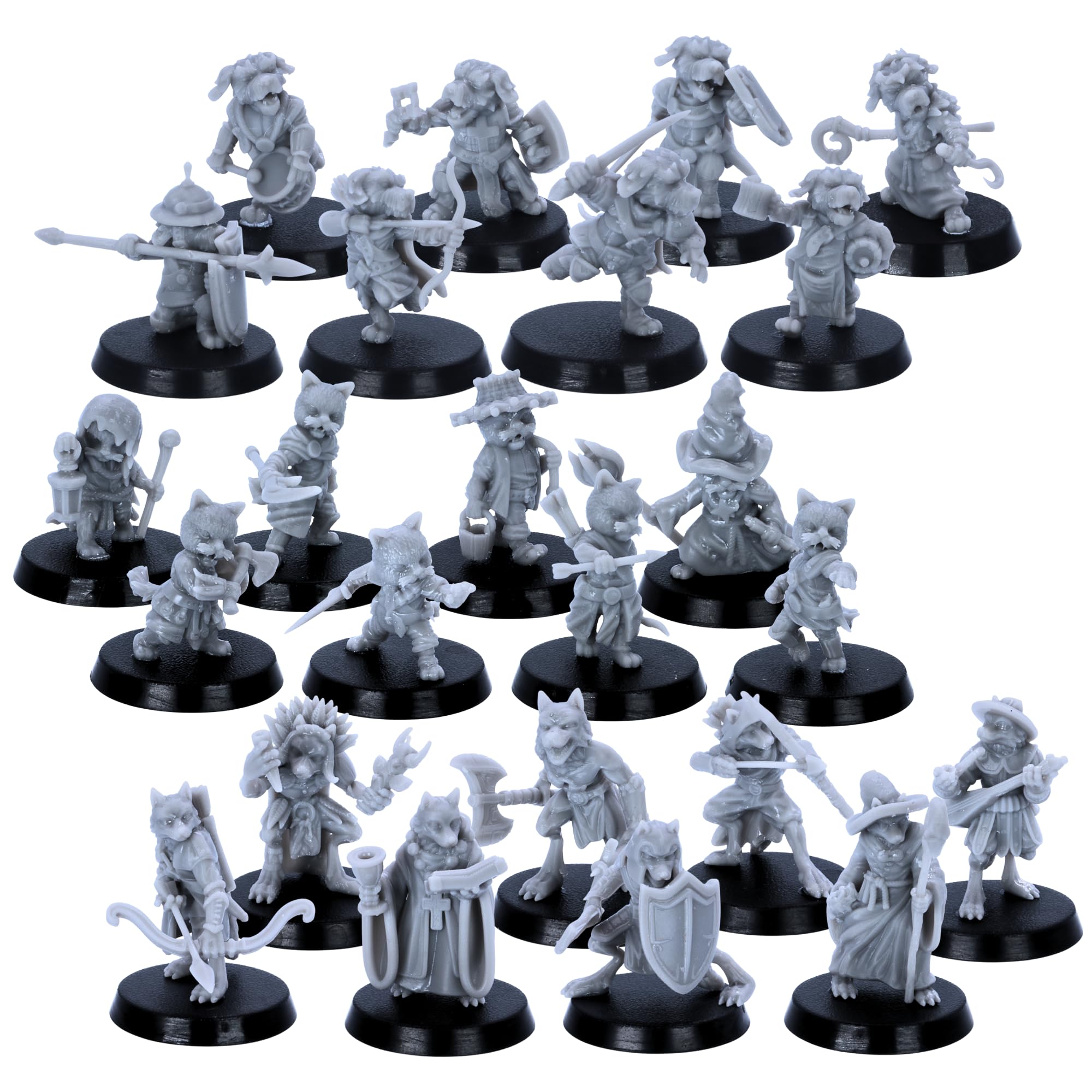 Beastkin Heroes  24 Animal Folk Miniatures for Tabletop RPGs | 28mm Scale Playable Fantasy Characters | DnD, Wargames | Epic Miniatures Licensed | Resin Unpainted Figures for Gamers & Col