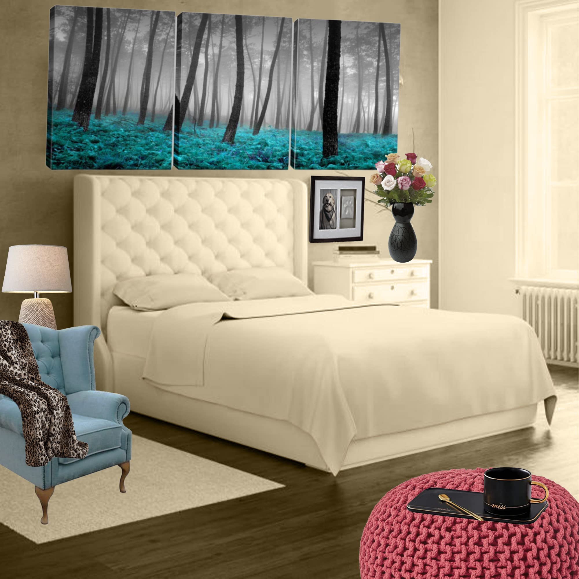 EXQUIZIT HOME Flannelette Sheet Set 100% Brushed Cotton Includes Fitted Sheet, Flat Sheet and 2 x Matching Pillowcases Bed Sheet Set Cream Double