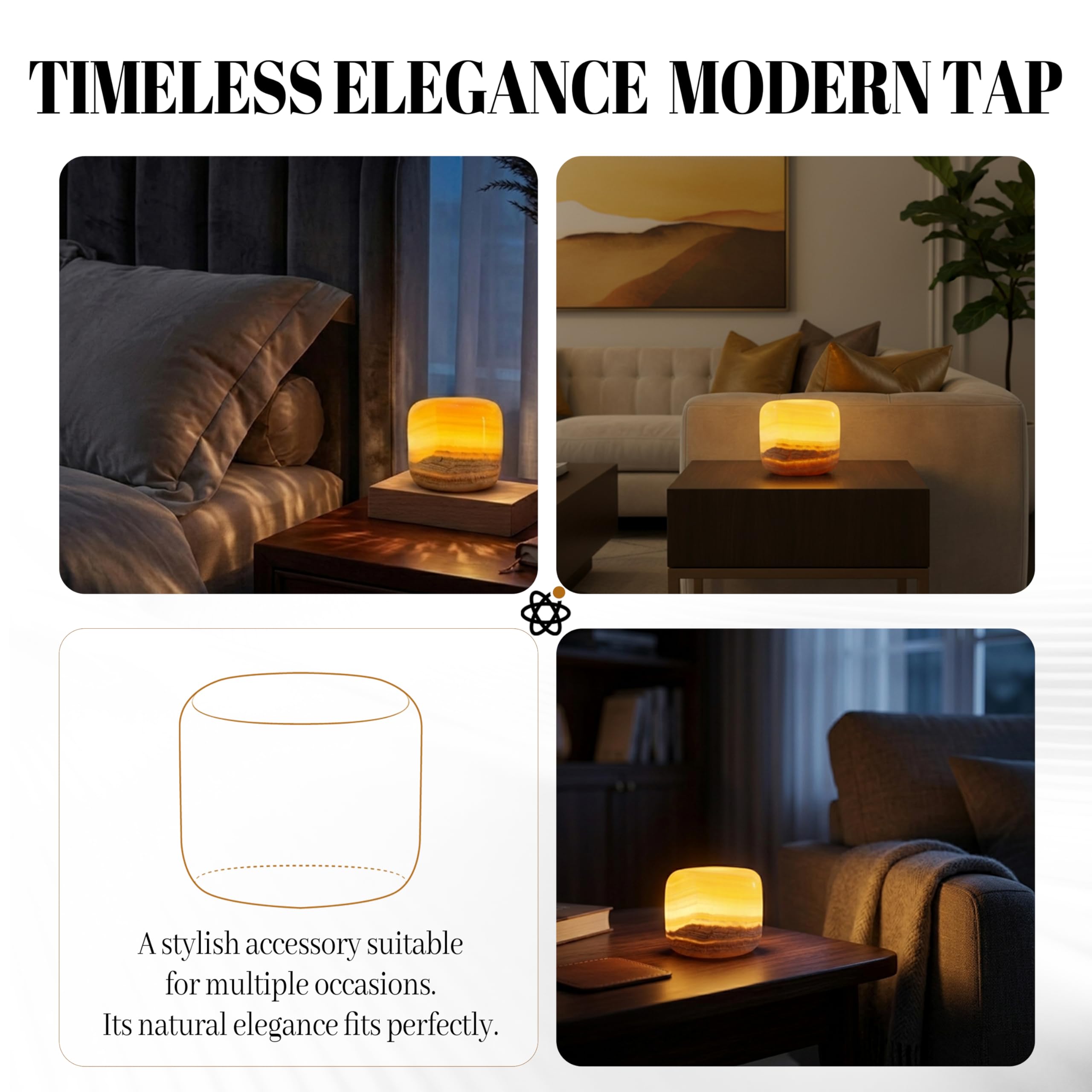 Marmorlampe Nachtlicht Touch-Nachttischlampe für Schlafzimmer, wiederaufladbare kleine Schreibtisch-Nachttischlampe vom Typ C, augenschonende dimmbare LED-Ambientelampe (Amber Jade)