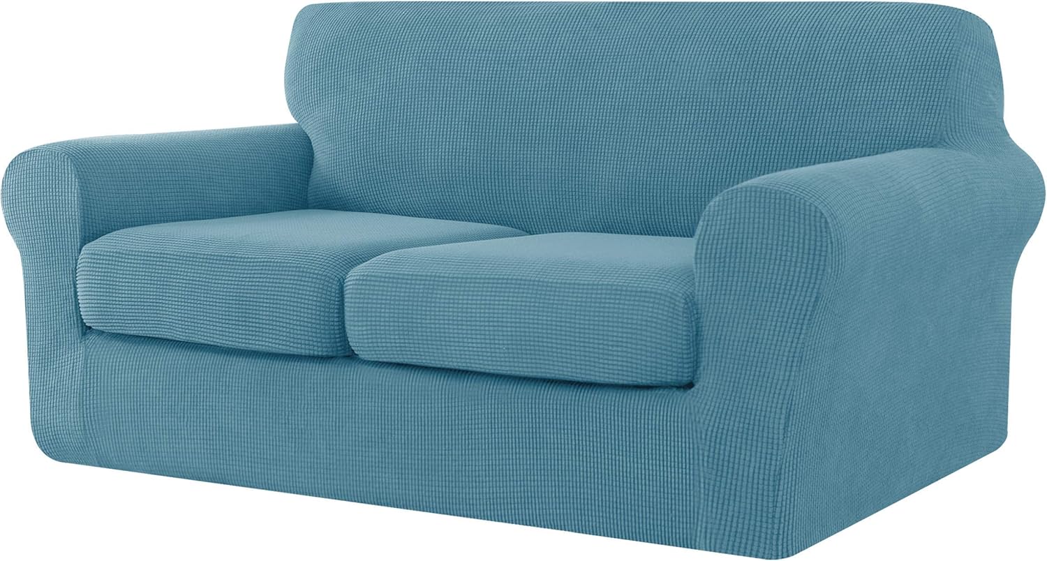 CHUN YI 3 Piece Couch Cover 2 Seater, High Stretch Jacquard Loveseat Sofa Cover, Separate
